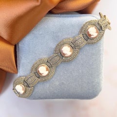 Theodor Fahrner 1930s Silver Gilt Vintage Cameo Bracelet