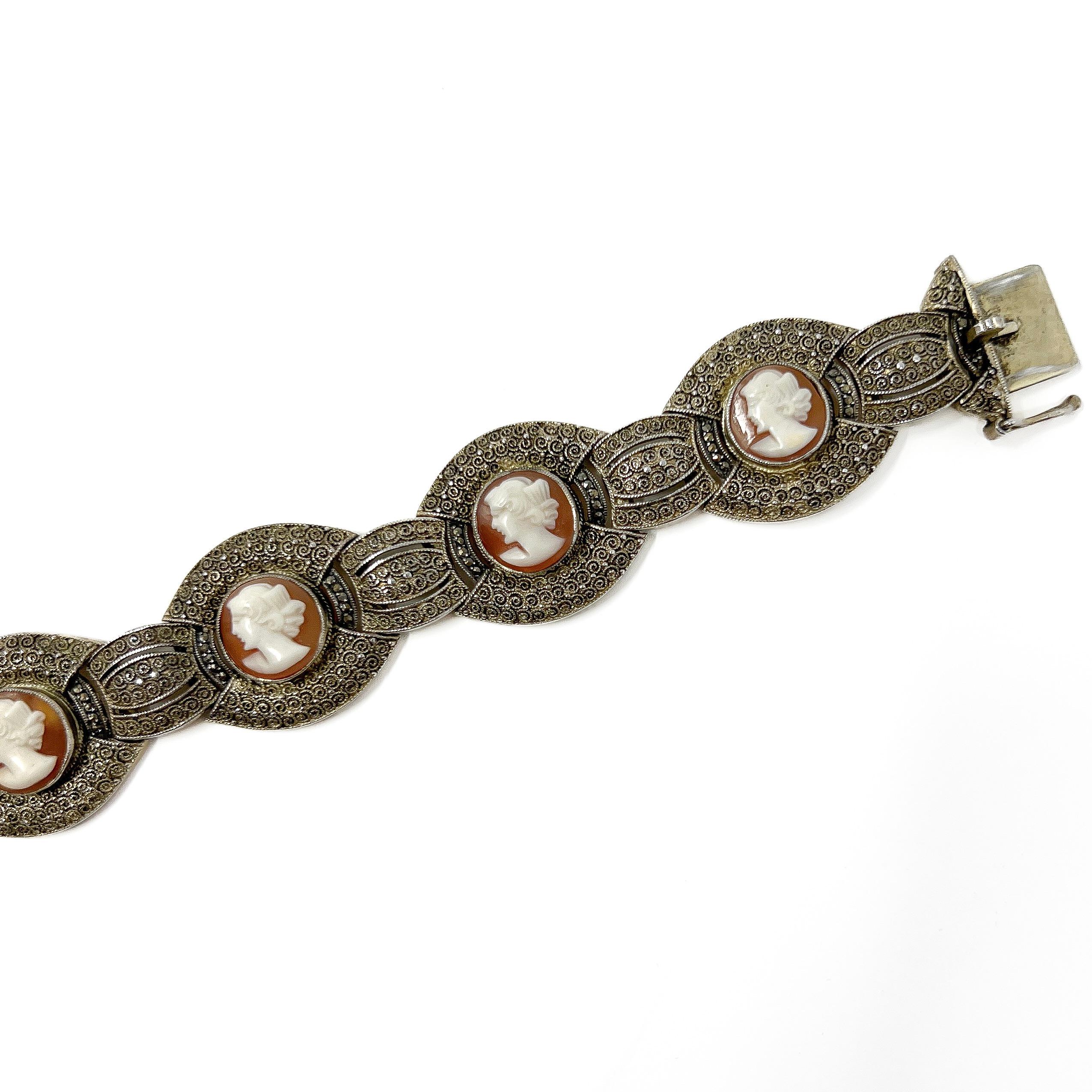 Theodor Fahrner 1930s Silver Gilt Vintage Cameo Bracelet For Sale 1