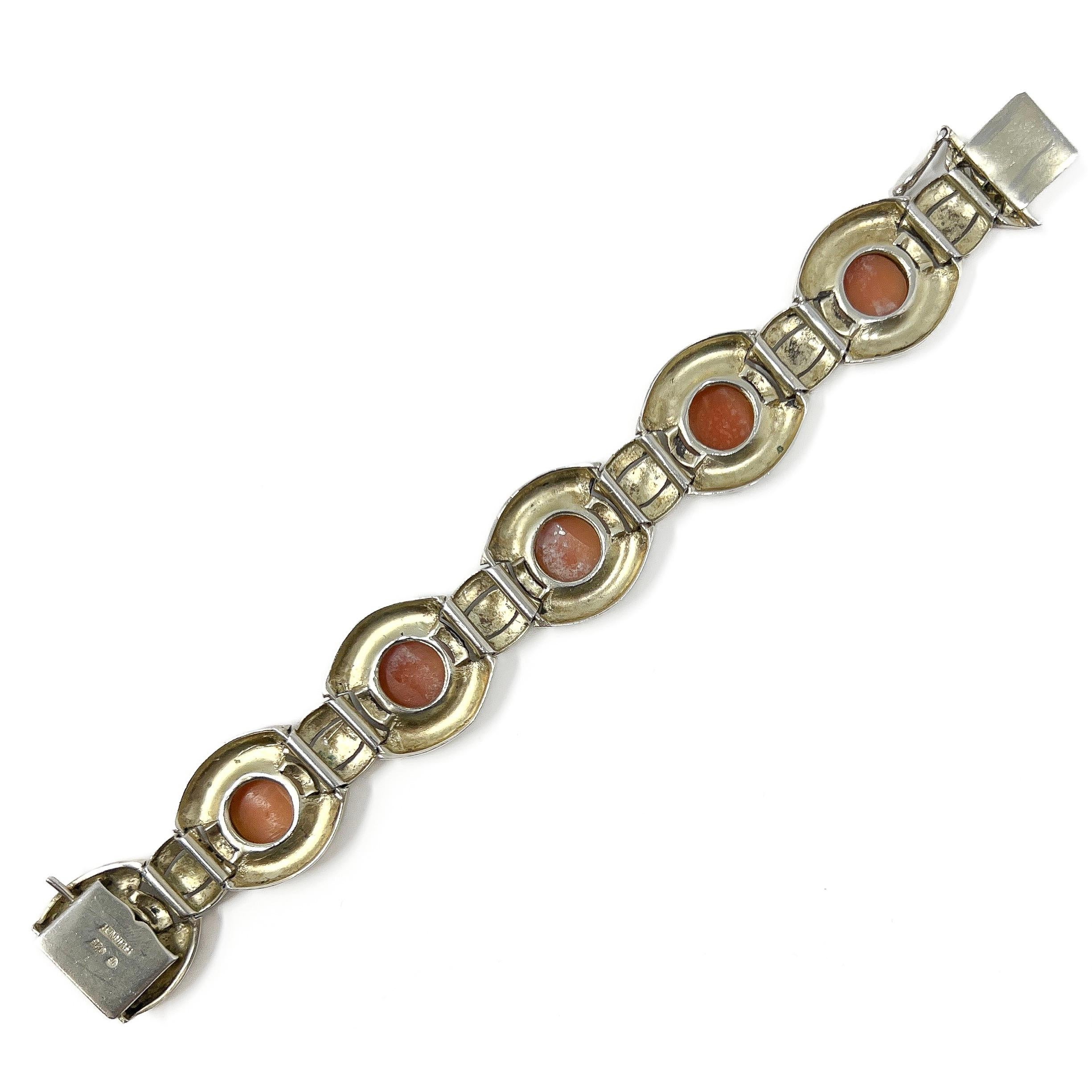 Theodor Fahrner 1930s Silver Gilt Vintage Cameo Bracelet For Sale 2
