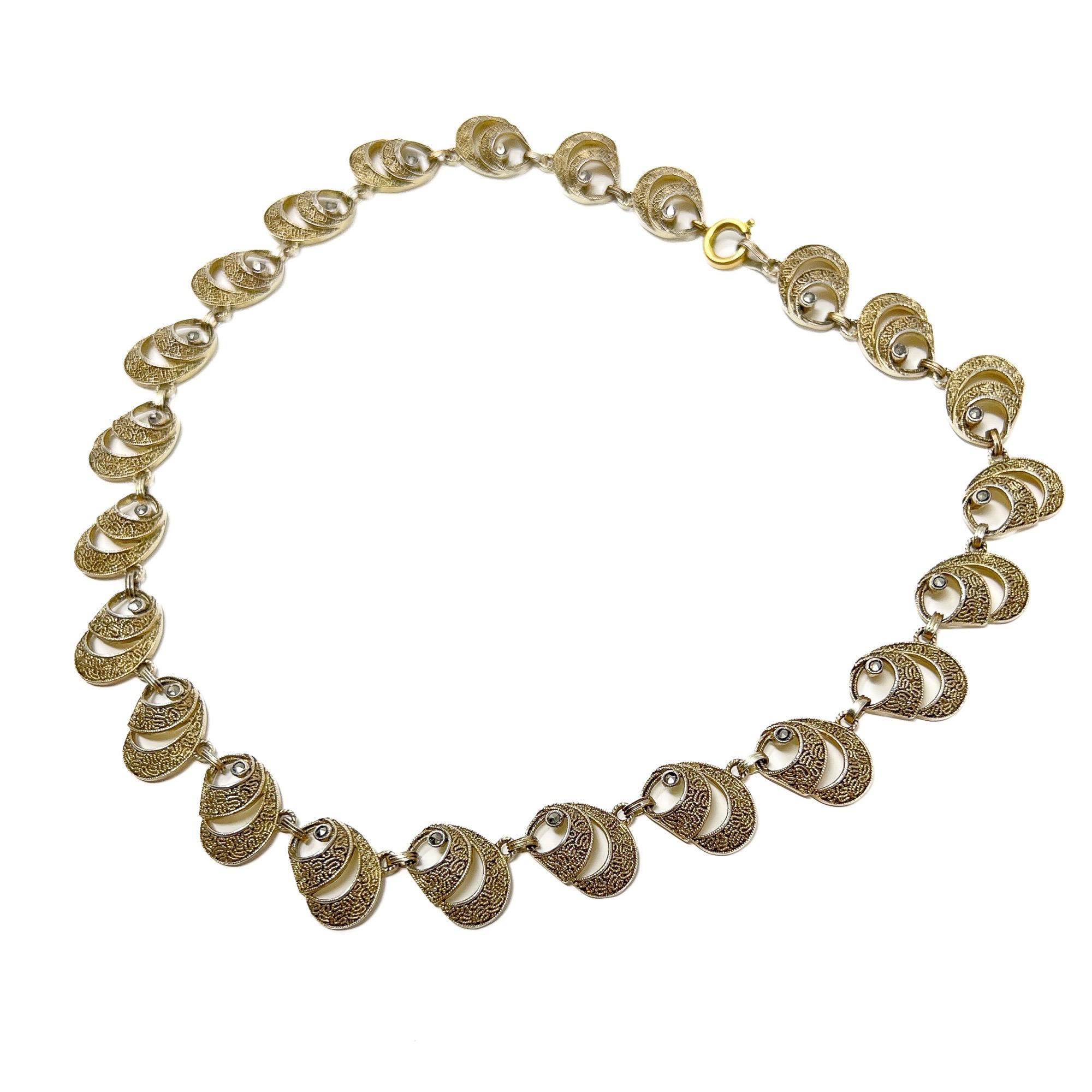 Theodor Fahrner 1930s Silver Gilt Vintage Shell Necklace Bon état - En vente à Skelmersdale, GB