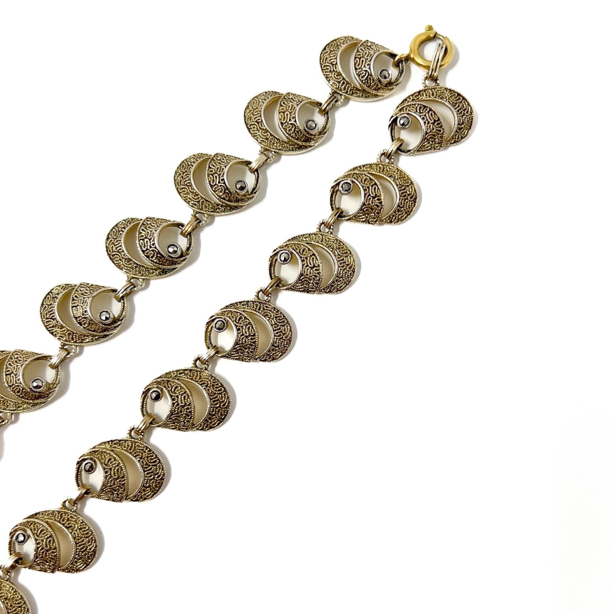 Theodor Fahrner 1930s Silver Gilt Vintage Shell Necklace en vente 2
