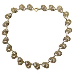 Theodor Fahrner 1930s Silver Gilt Vintage Shell Necklace