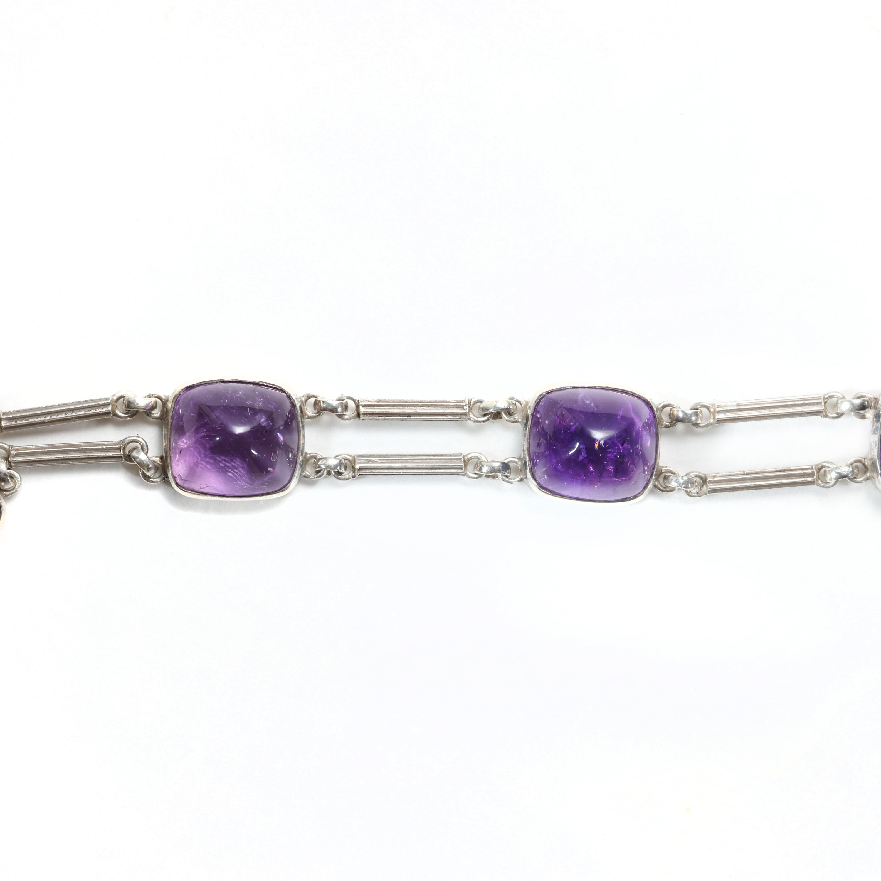 Theodor Fahrner Amethyst Sugarloaf Cabochon Jugendstil Bracelet in Silver 1