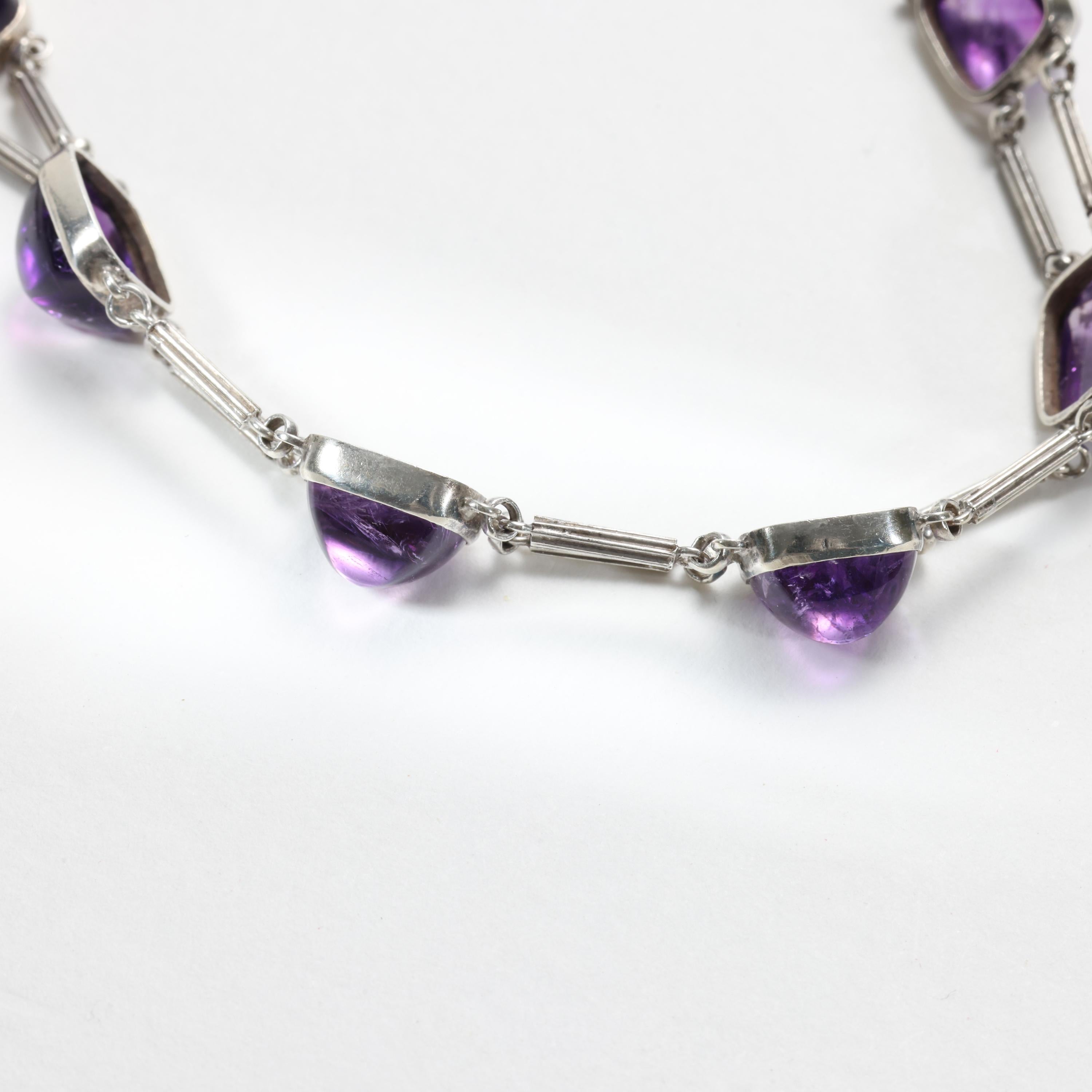Theodor Fahrner Amethyst Sugarloaf Cabochon Jugendstil Bracelet in Silver 2