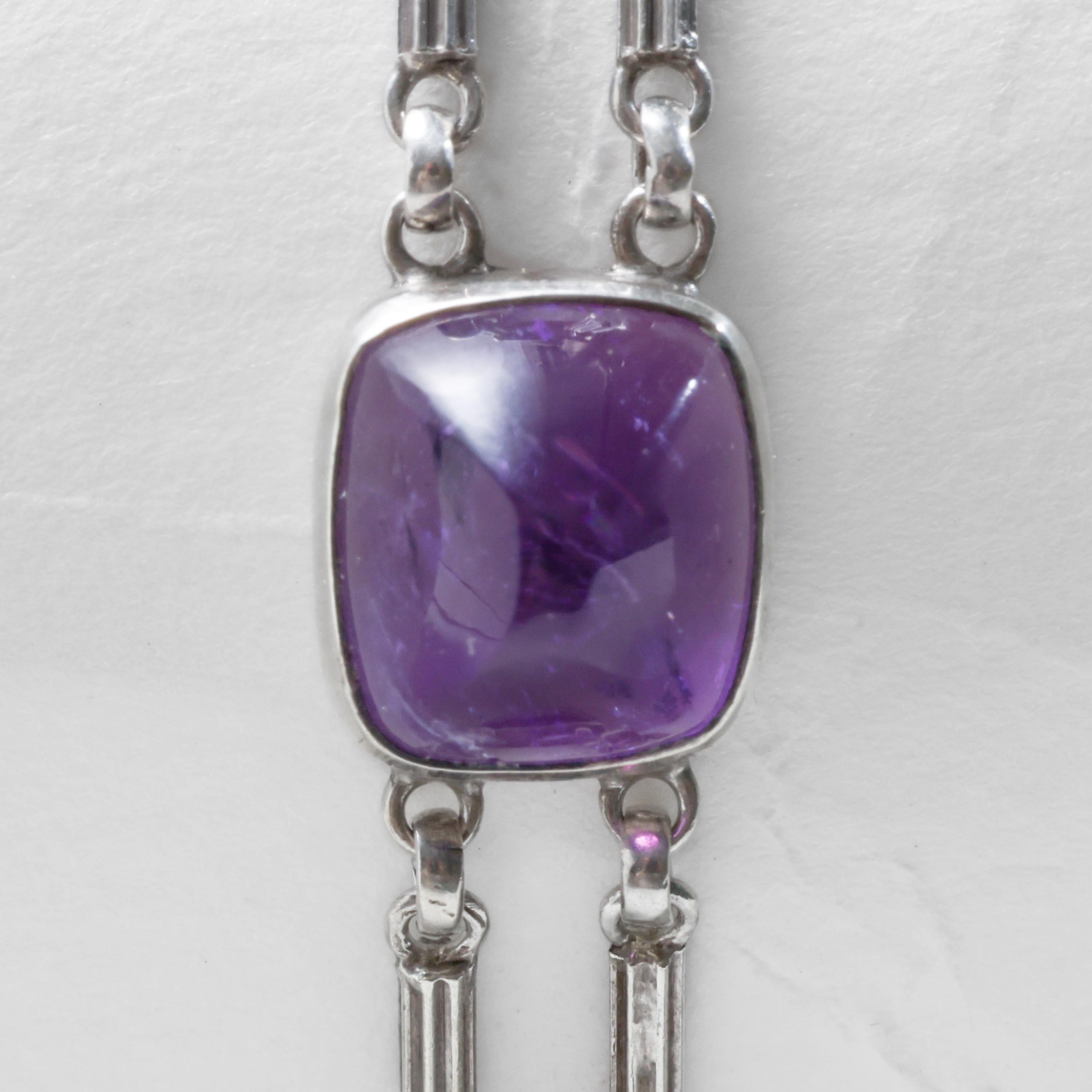 Theodor Fahrner Amethyst Sugarloaf Cabochon Jugendstil Bracelet in Silver 3