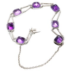 Antique Theodor Fahrner Amethyst Sugarloaf Cabochon Jugendstil Bracelet in Silver