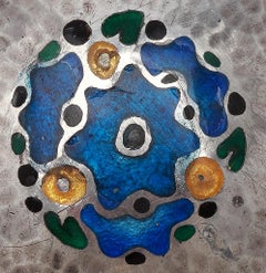 Theodor Fahrner Art Nouveau Round Enamel Silver Brooch