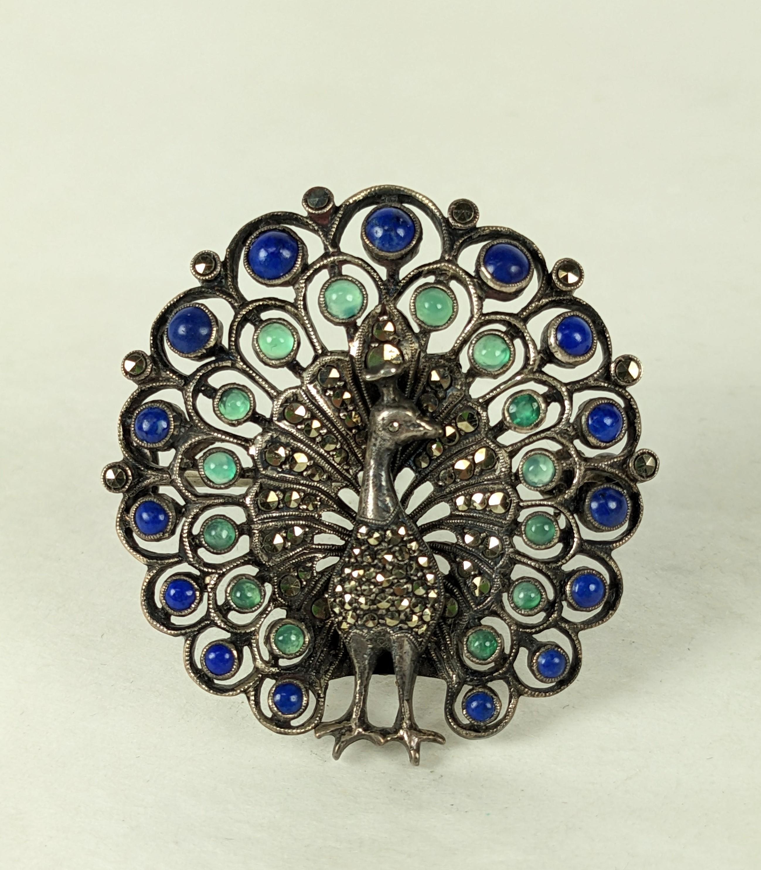 peacock brooch pin