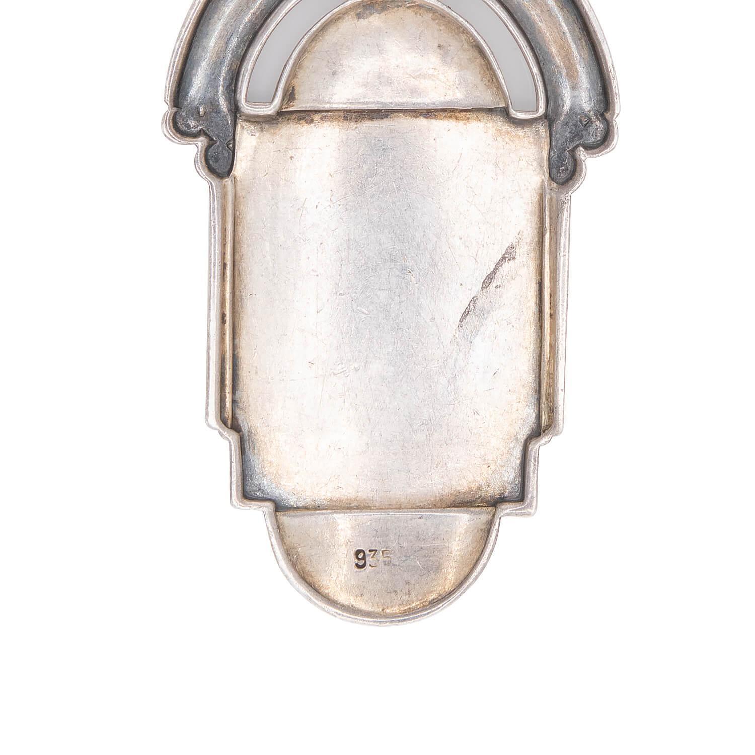 THEODOR FAHRNER-inspired Art Deco Sterling Silver and Enamel Pendant Necklace For Sale 1