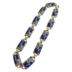 Theodor Fahrner Lapis Lazuili Enamel Silver Choker Necklace