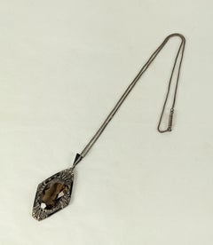 Theodor Fahrner Ciondolo in topazio e smalto con Marcasite