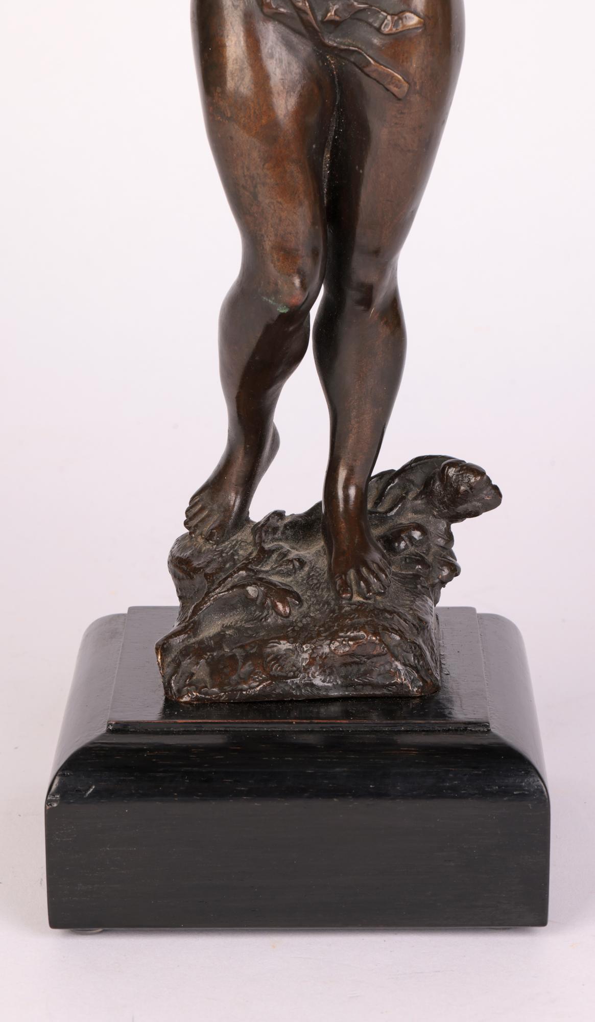 Art Nouveau Theodor Friedl Austrian Dancing Female Nude Bronze Sculpture For Sale