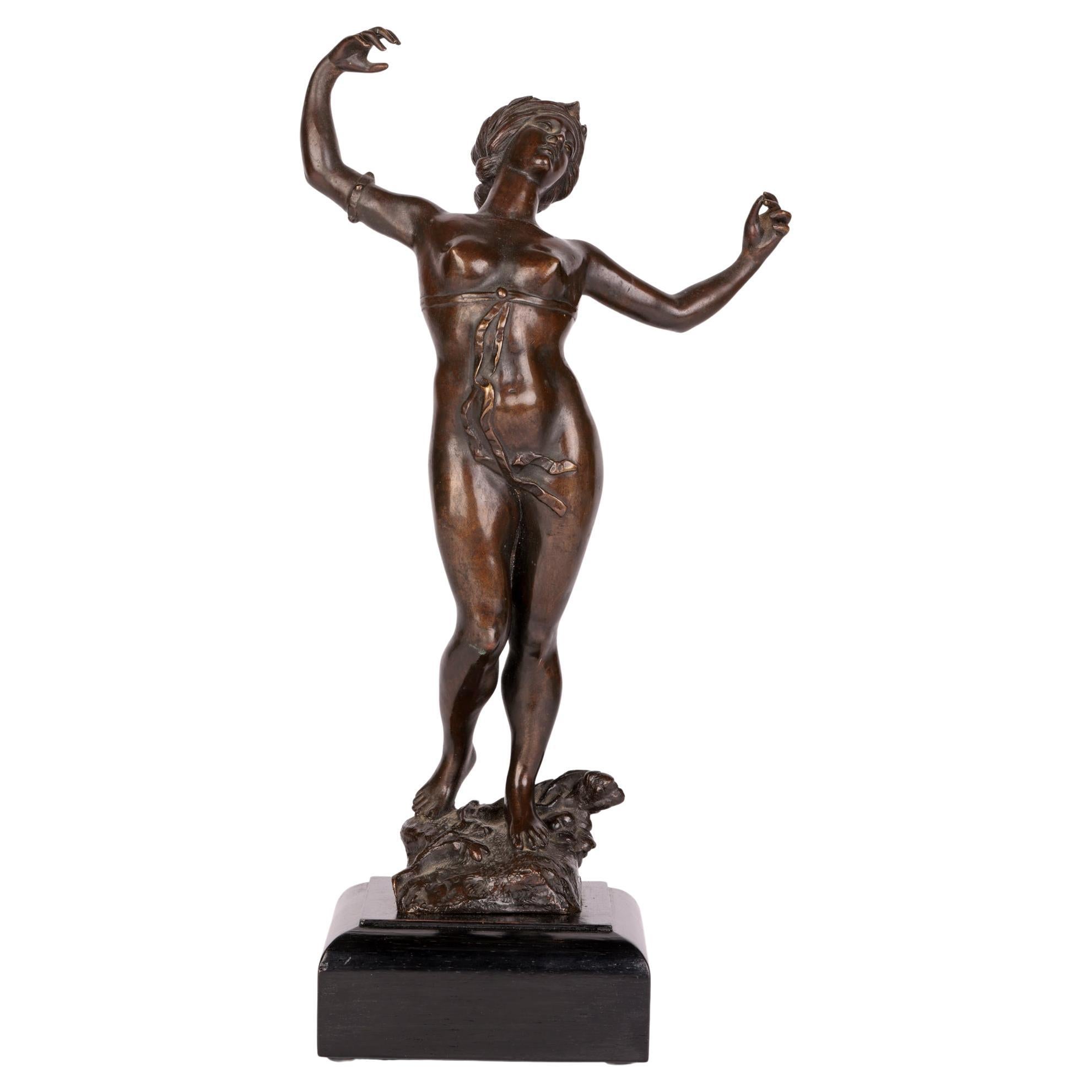 Theodor Friedl Austrian Dancing Female Nude Bronze Sculpture For Sale