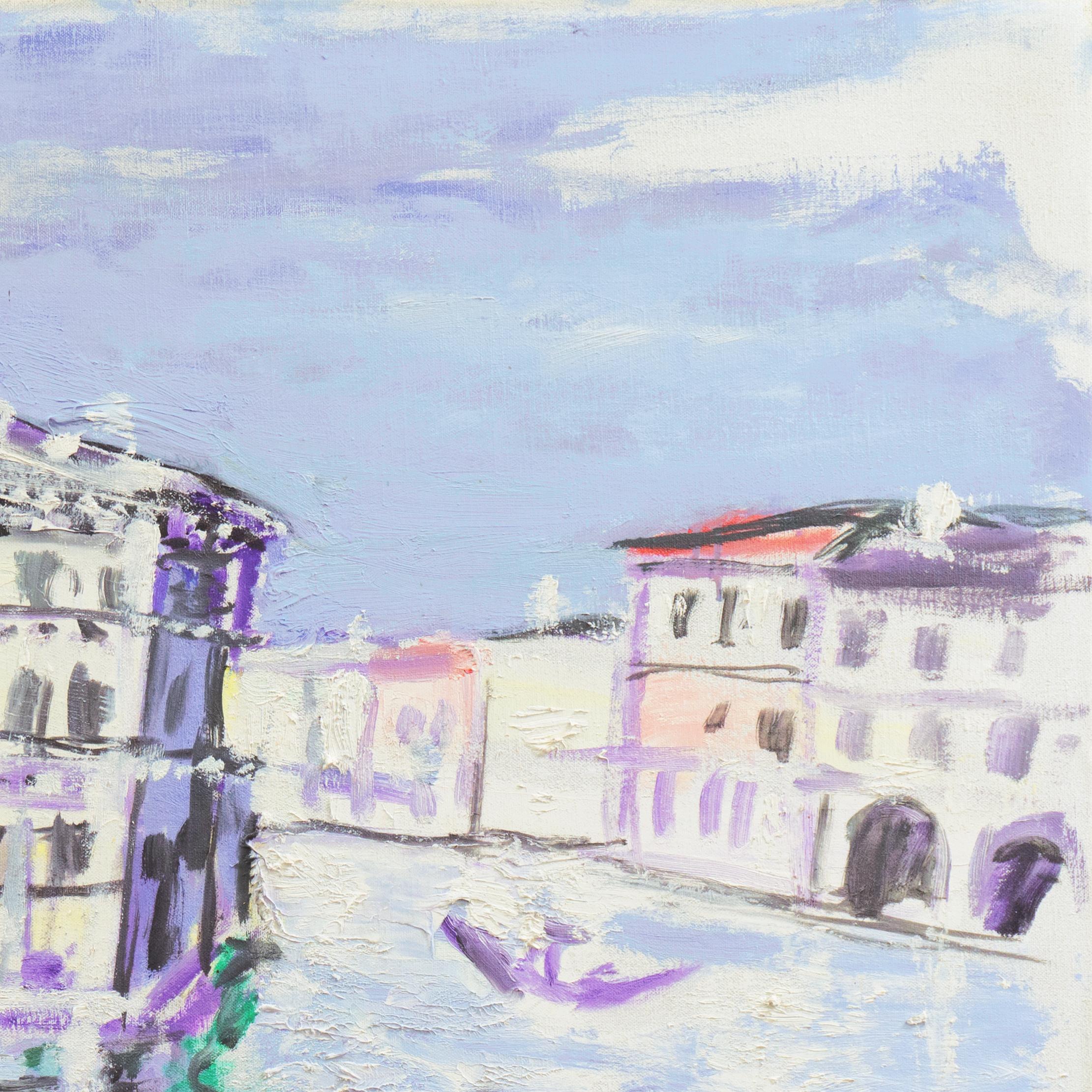 'The Grand Canal', Venetian Vedute, Post-Impressionist, Royal Academy, Benezit - Gray Landscape Painting by Theodor Hagedorn Olsen