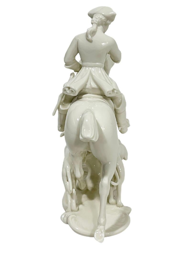 20th Century Theodor Kärner Red Hunt, White Porcelain Sculpture for Nymphenburg For Sale