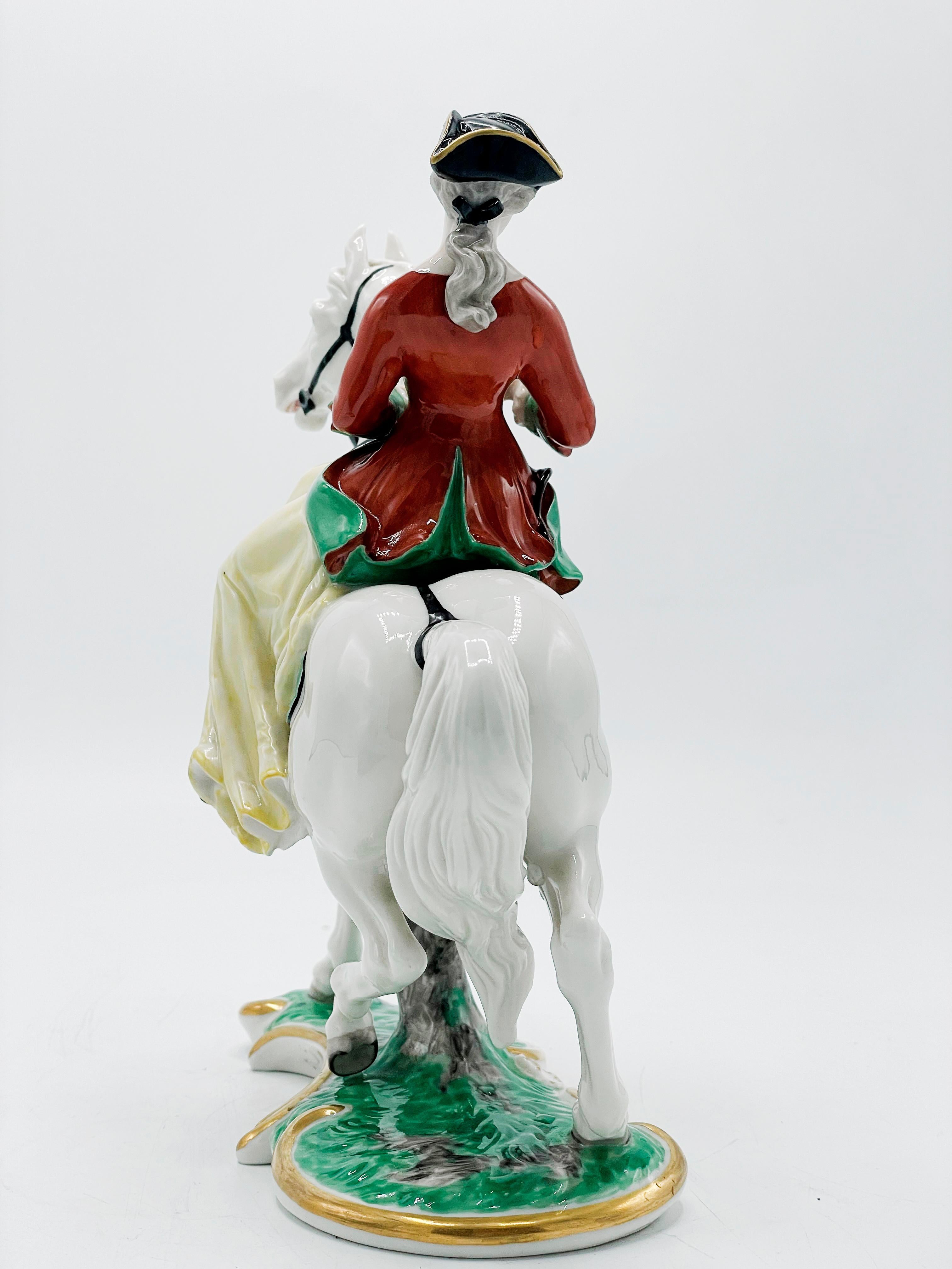 20th Century Theodor Kärner figure Hunting rider pincess MARGARETHE V. Thurn and Taxis. For Sale