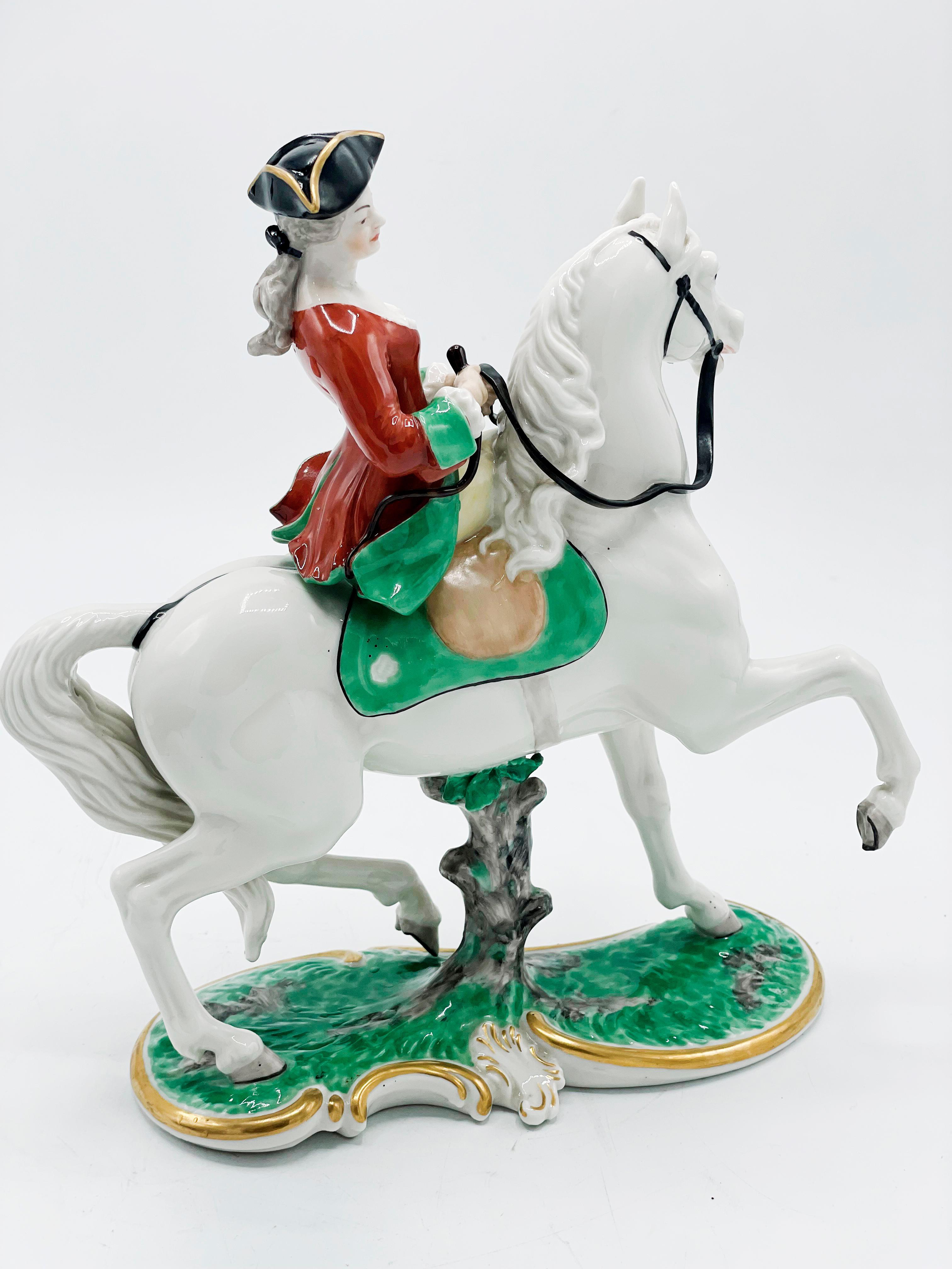 Porcelain Theodor Kärner figure Hunting rider pincess MARGARETHE V. Thurn and Taxis. For Sale