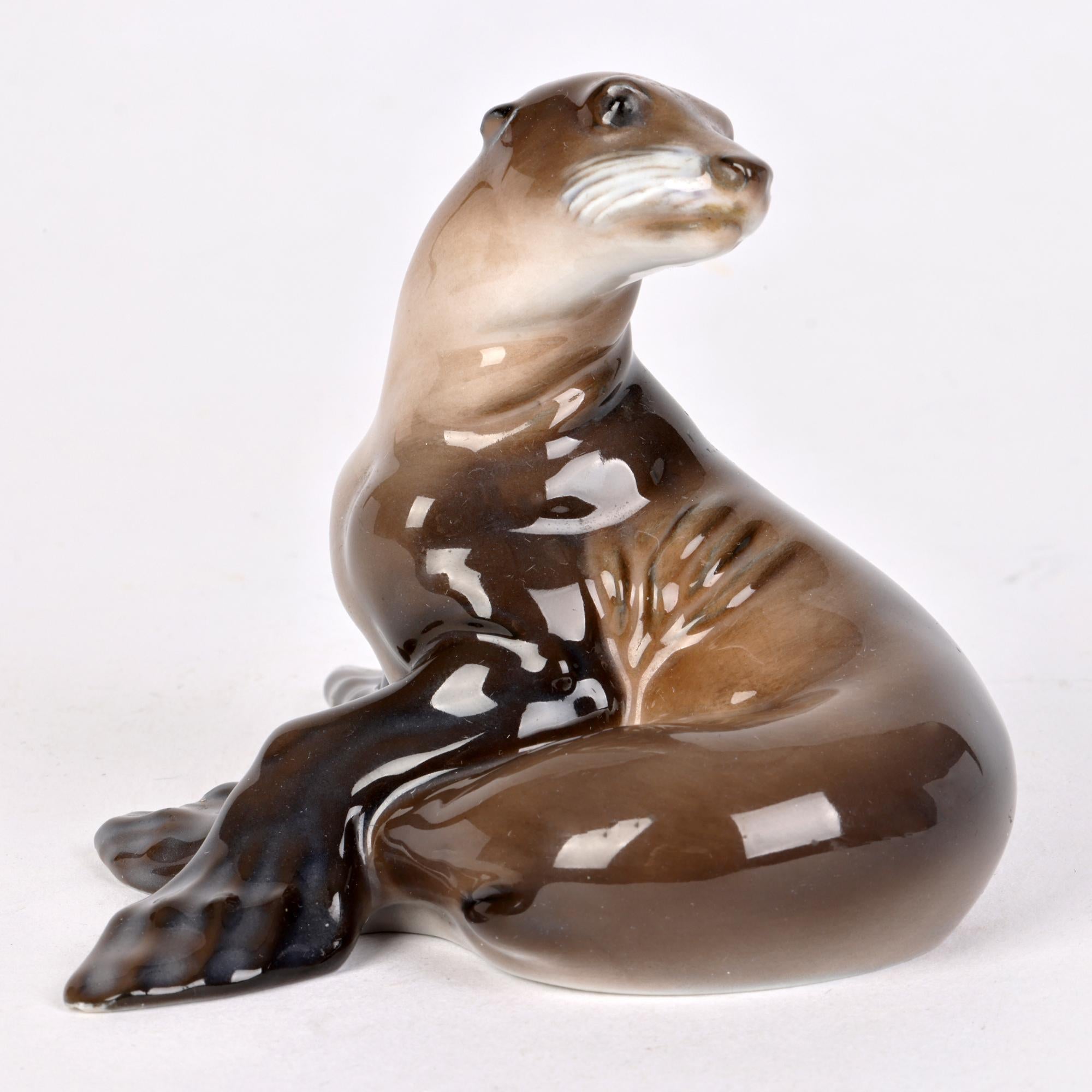 Hand-Crafted Theodor Karner for Rosenthal Handmade Porcelain Sealion Figure  