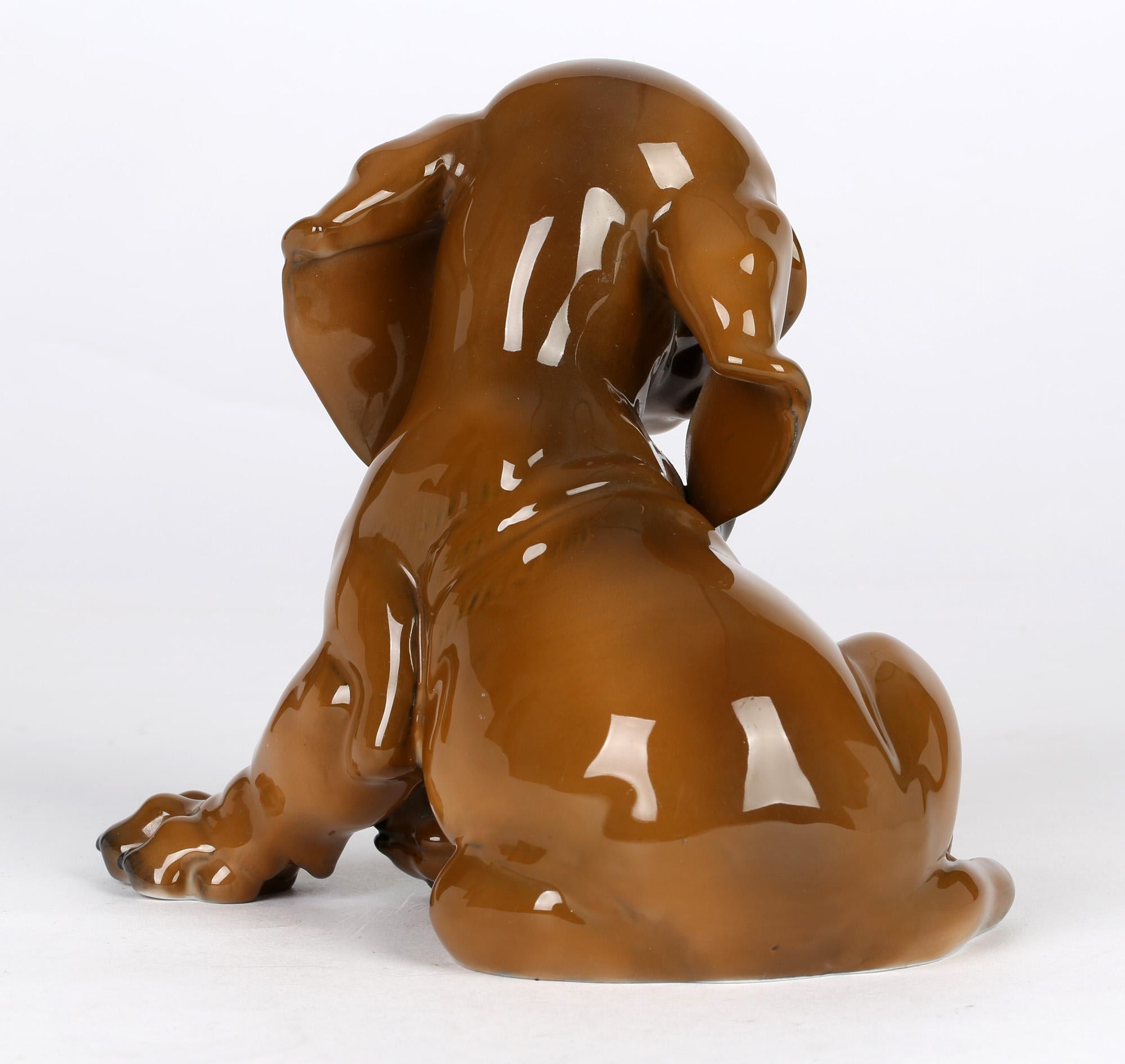 Allemand Theodor Karner For Rosenthal Porcelain Dachshund Puppy Figure