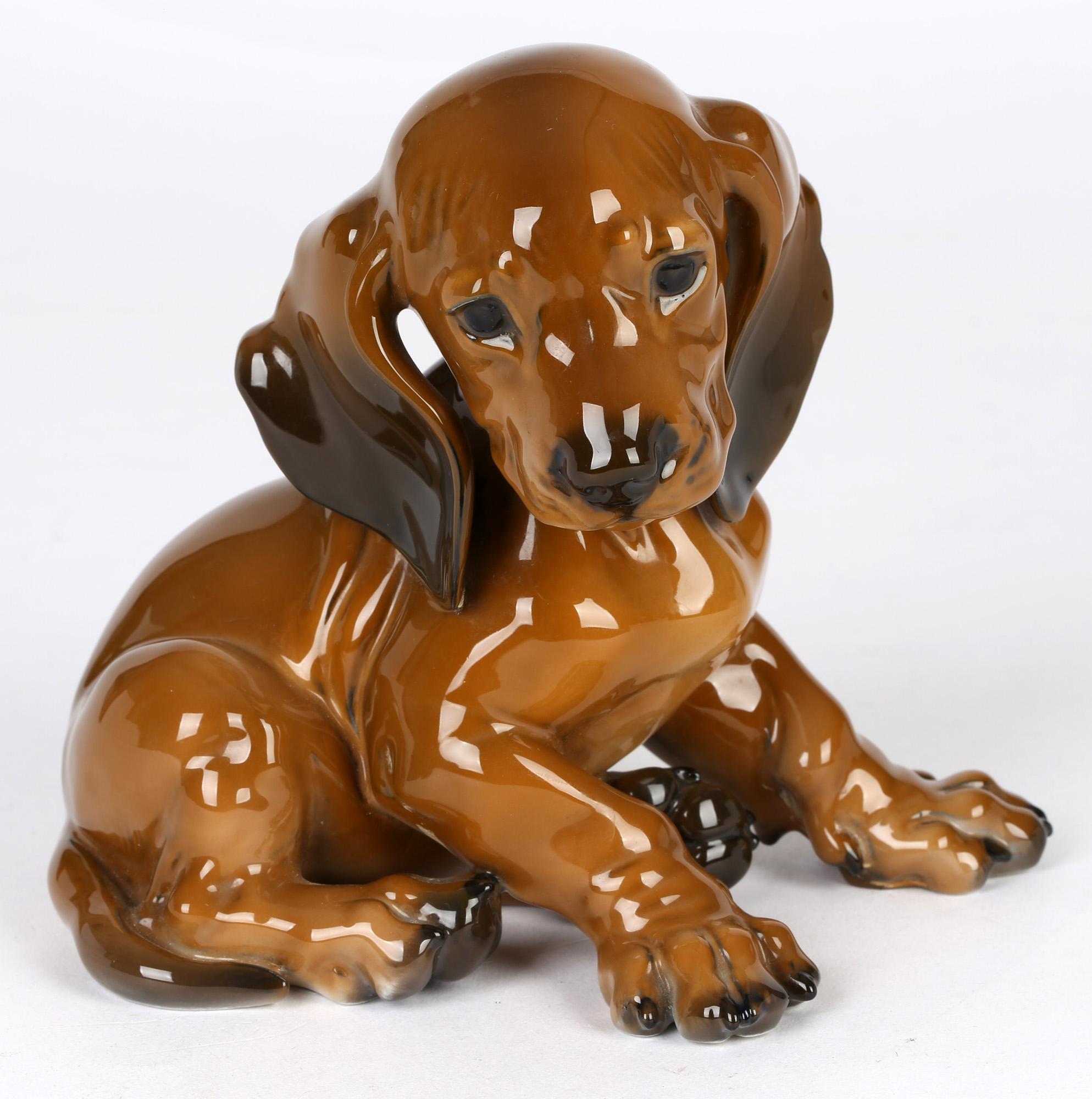 Theodor Karner For Rosenthal Porcelain Dachshund Puppy Figure In Good Condition In Bishop's Stortford, Hertfordshire