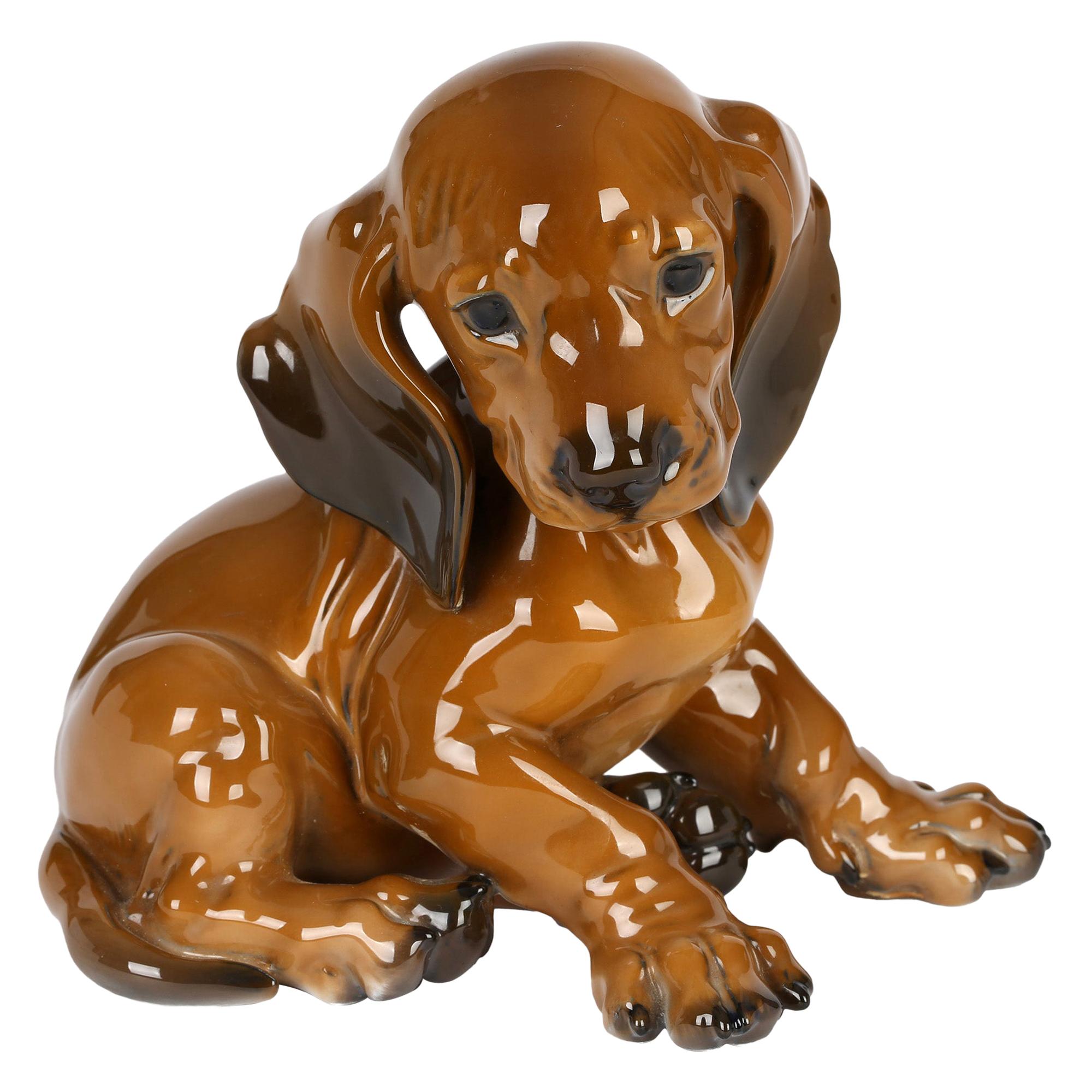 Theodor Karner For Rosenthal Porcelain Dachshund Puppy Figure