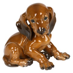 Vintage Theodor Karner For Rosenthal Porcelain Dachshund Puppy Figure