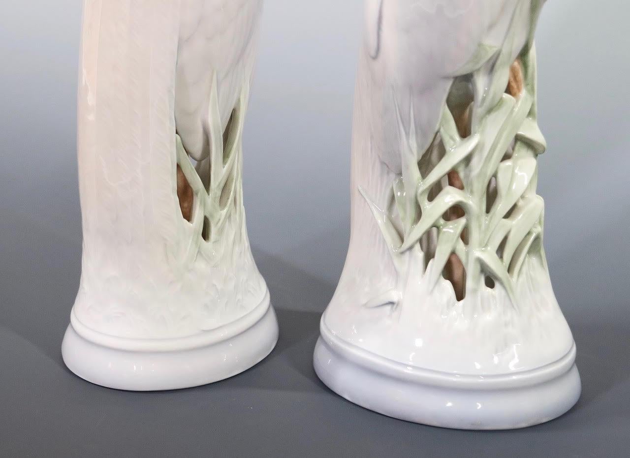 Theodor Madsen for Royal Copenhagen Swedish Art Deco Porcelain Cranes or Herons In Excellent Condition In Astoria, NY