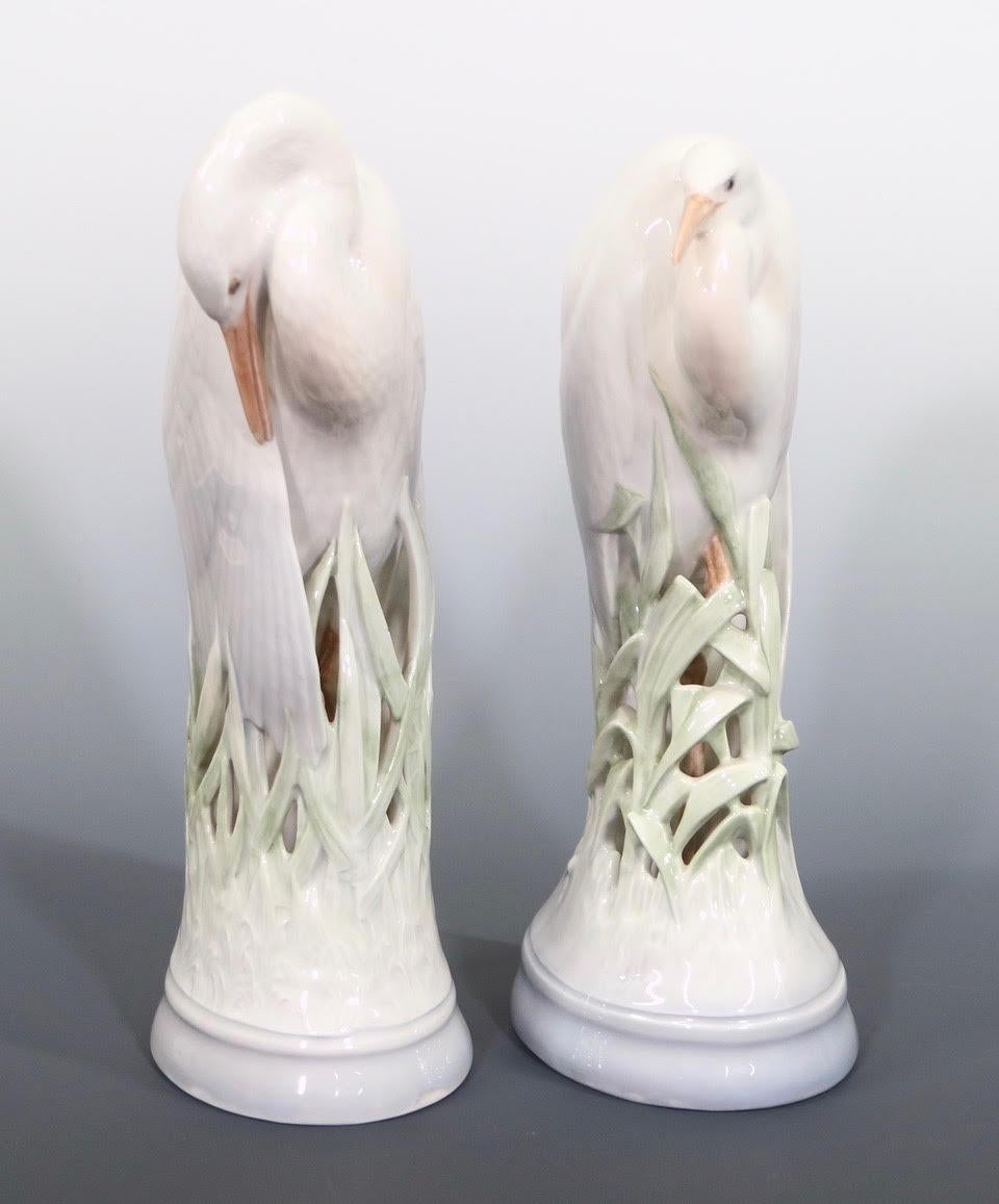Theodor Madsen for Royal Copenhagen Swedish Art Deco Porcelain Cranes or Herons 1
