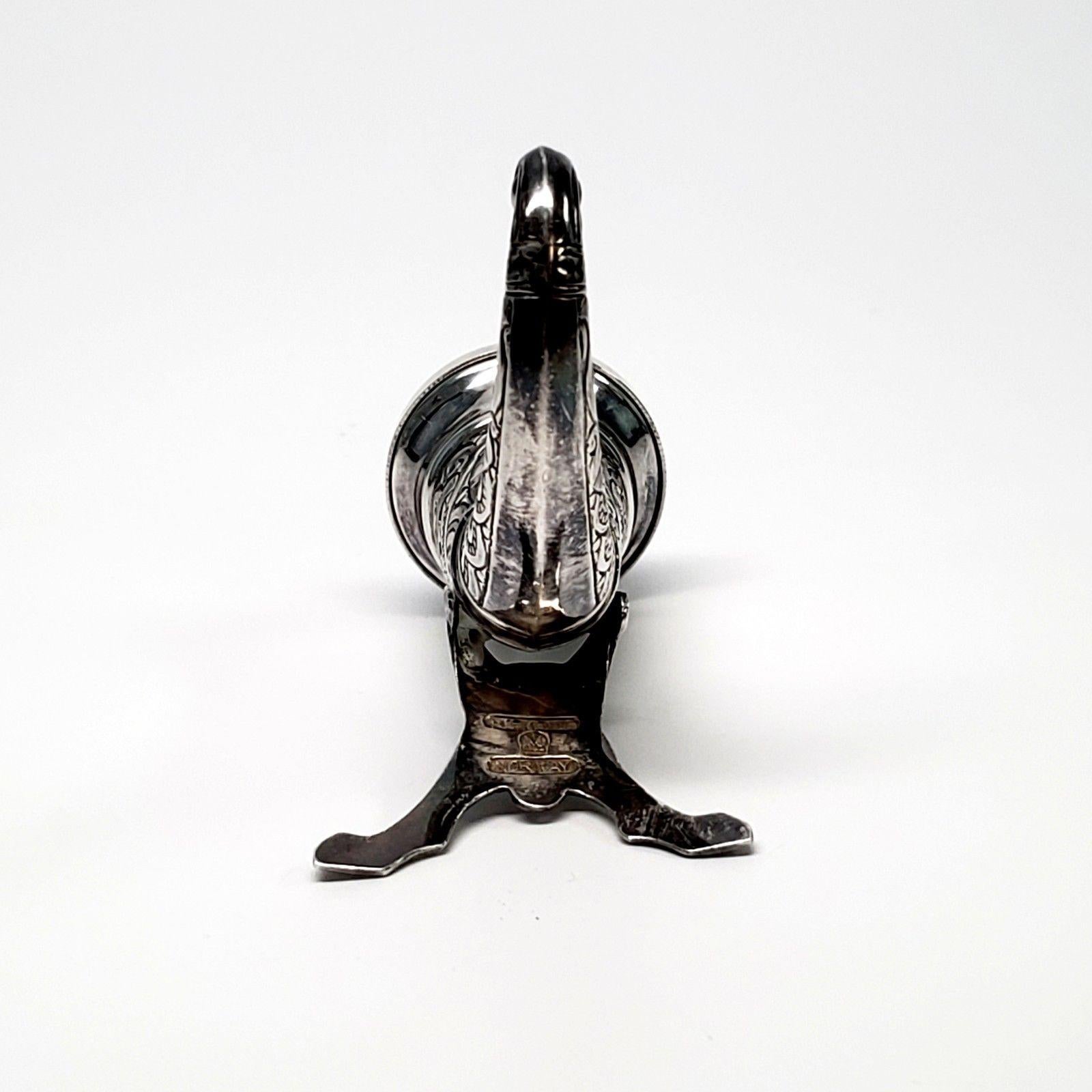 Norwegian Theodor Olsens Eftf Norway Sterling Silver Viking Horn Pepper Shaker