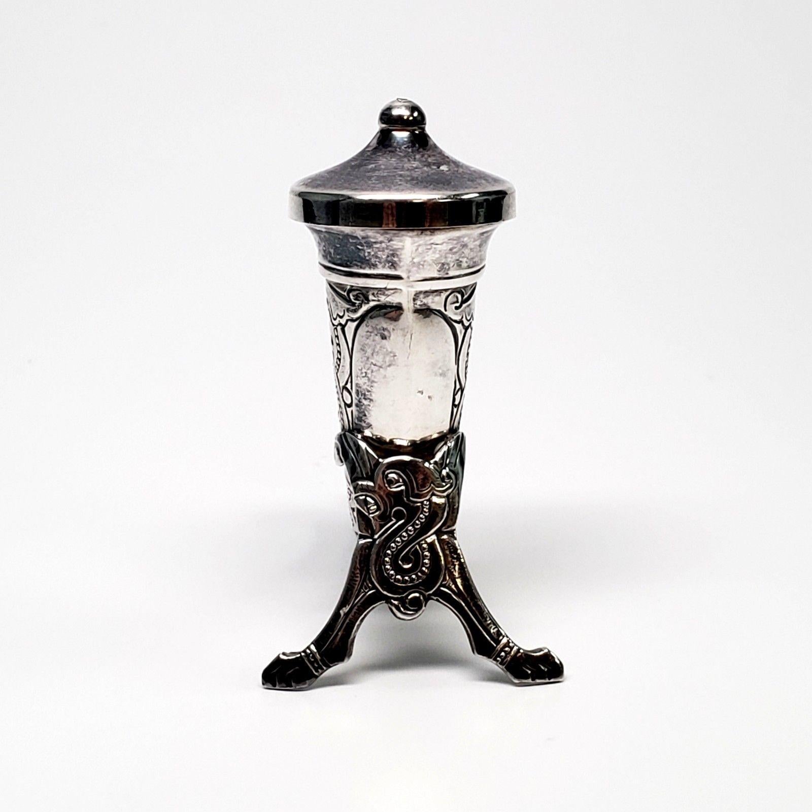 20th Century Theodor Olsens Eftf Norway Sterling Silver Viking Horn Pepper Shaker