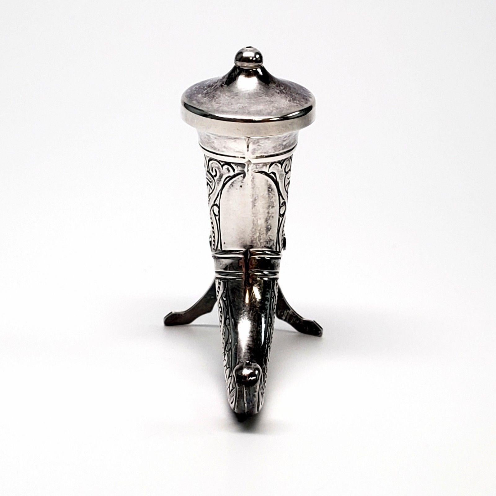 Theodor Olsens Eftf Norway Sterling Silver Viking Horn Pepper Shaker 2