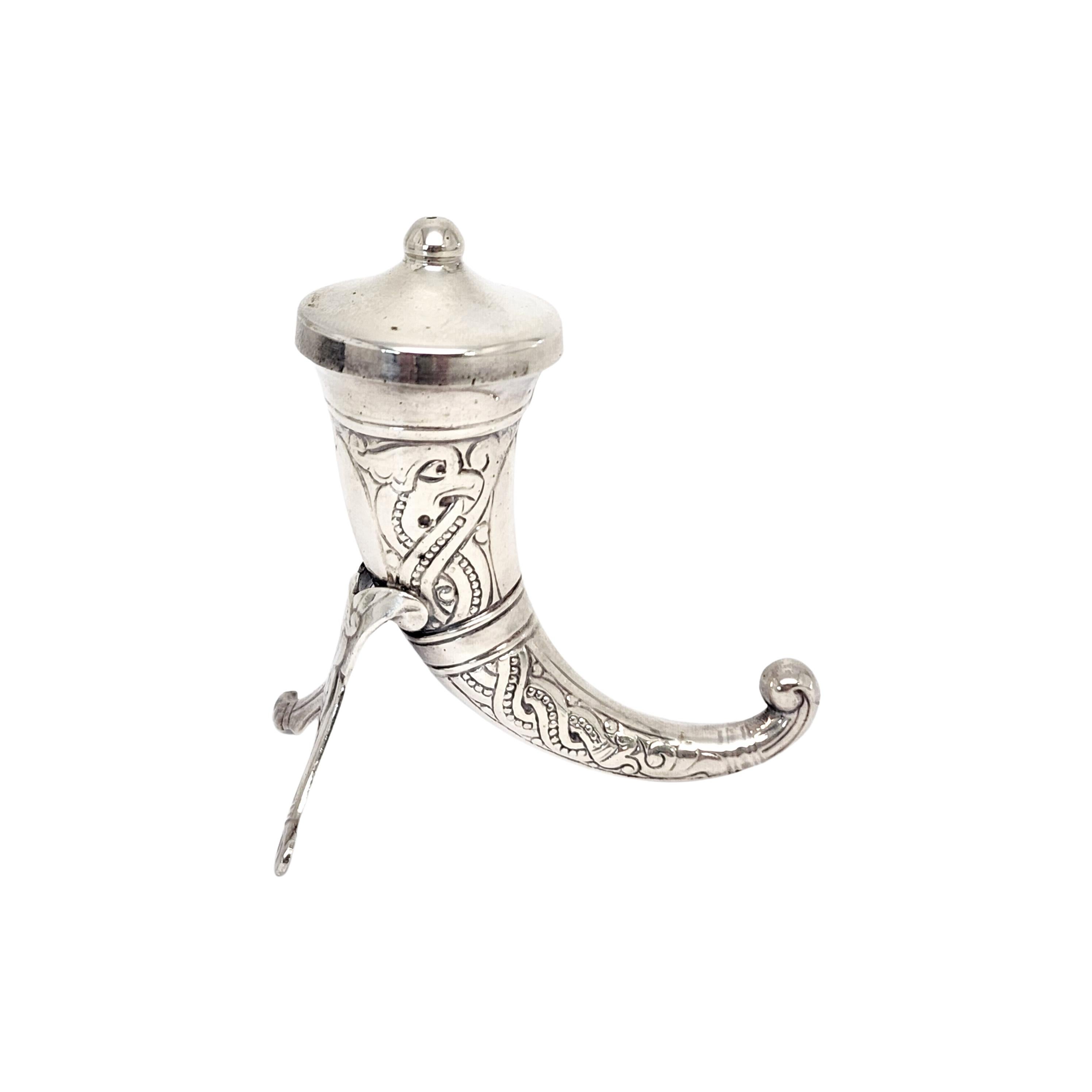 Theodor Olsens Norway Sterling Silver Viking Horn Pepper Shaker In Good Condition In Washington Depot, CT