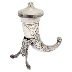 Vintage Theodor Olsens Norway Sterling Silver Viking Horn Pepper Shaker