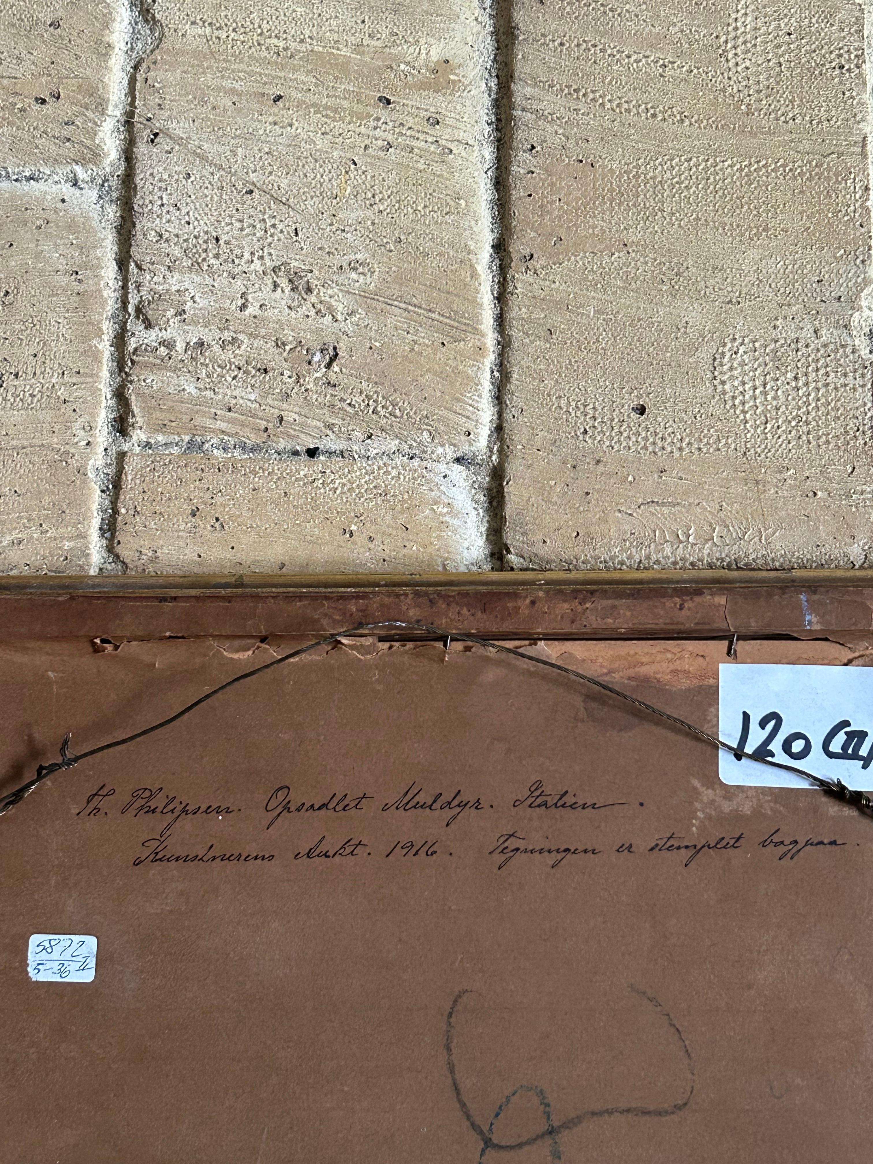 Theodor Philipsen (1840-1920): Bleistiftzeichnung eines Maultiers, 1916 (Papier) im Angebot