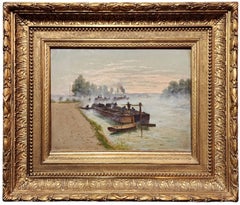 Morgen an der Seine, 1888 by Theodor von Hörmann, Austrian, Oil on Board