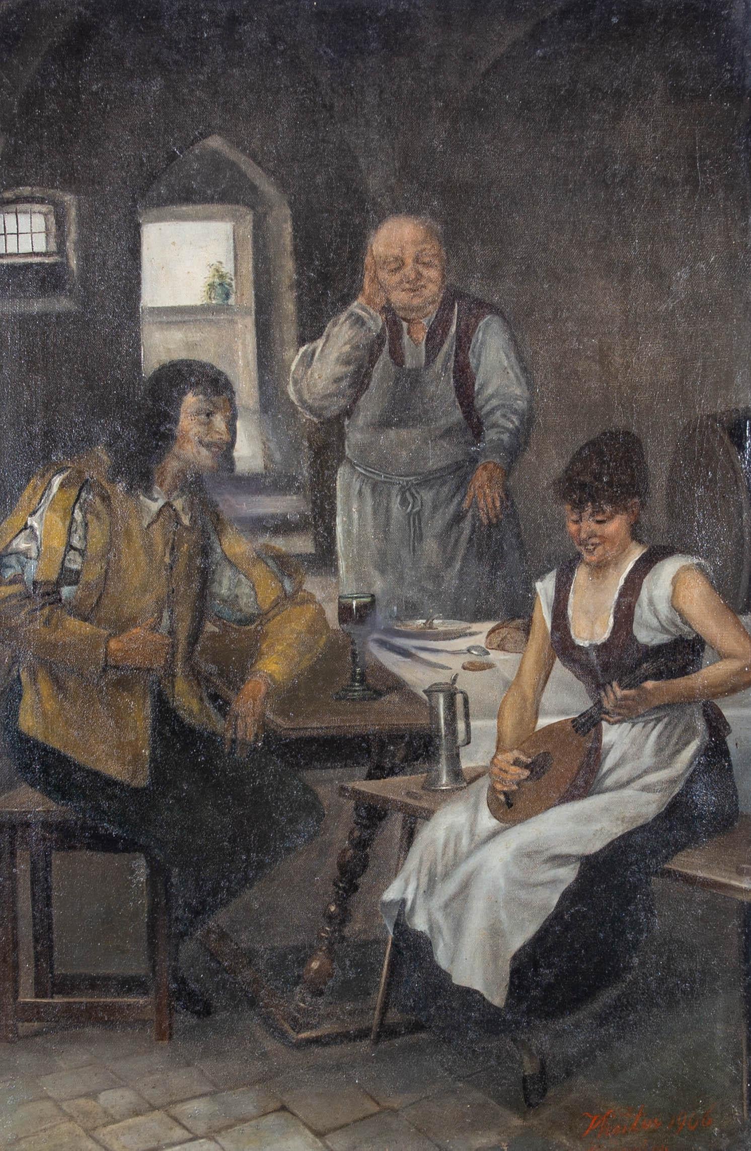 Theodor Winter (1872-1947) - 1906 Óleo, Recital improvisado 1