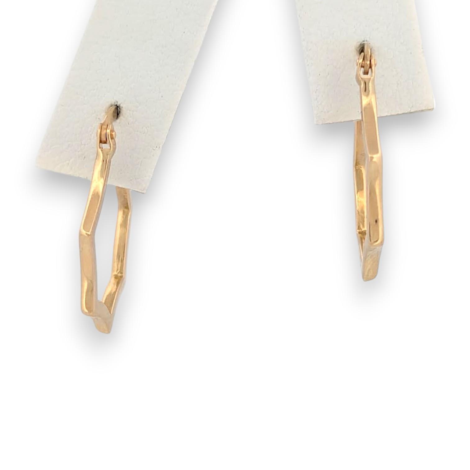 Gli orecchini a cerchio Theodora ridefiniscono l'eleganza classica grazie alla loro sorprendente silhouette esagonale, che unisce precisione geometrica e minimalismo moderno. Realizzati in radioso oro giallo 14K, questi cerchi da 3/4 di pollice