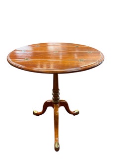 Theodore Alexander Regency Style Pedestal Table with Brass Inlay