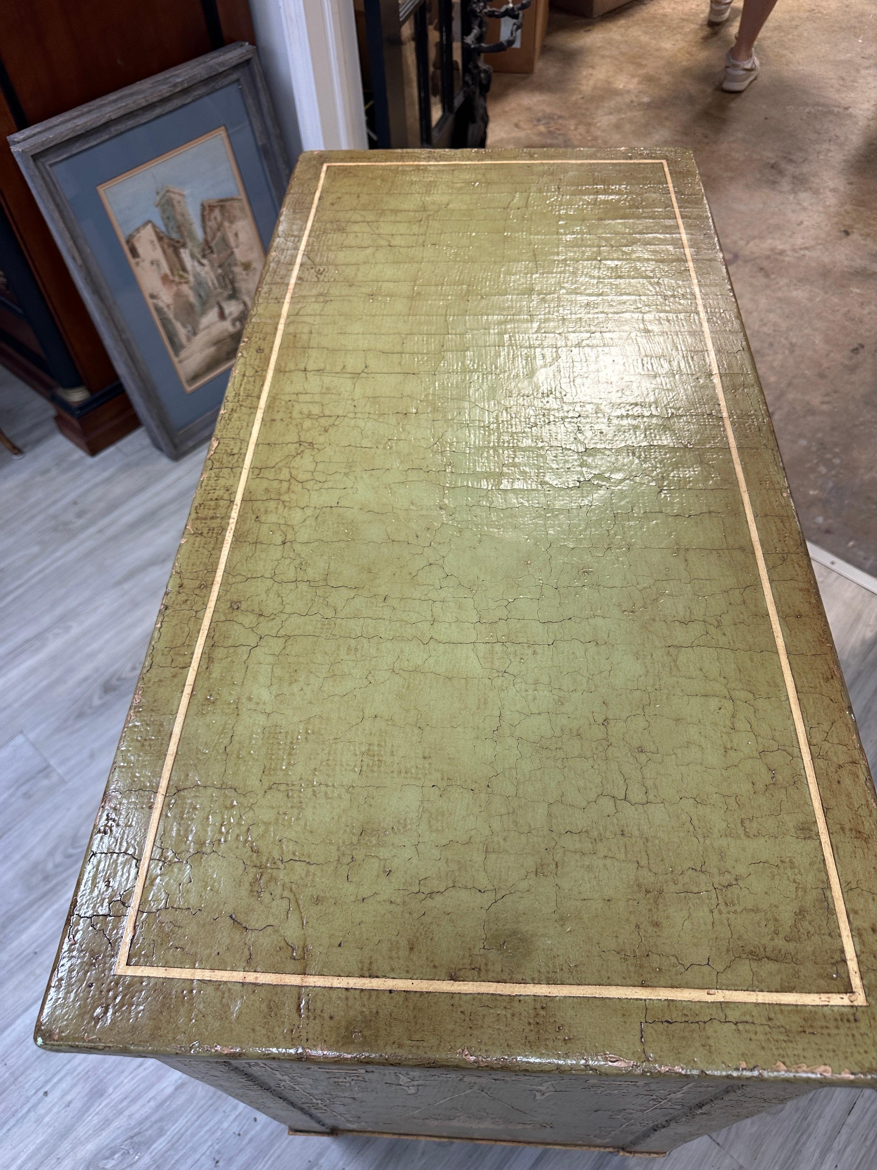 Theodore Alexander 3 Drawer Chest Green Painted Venetian Style For Sale 2