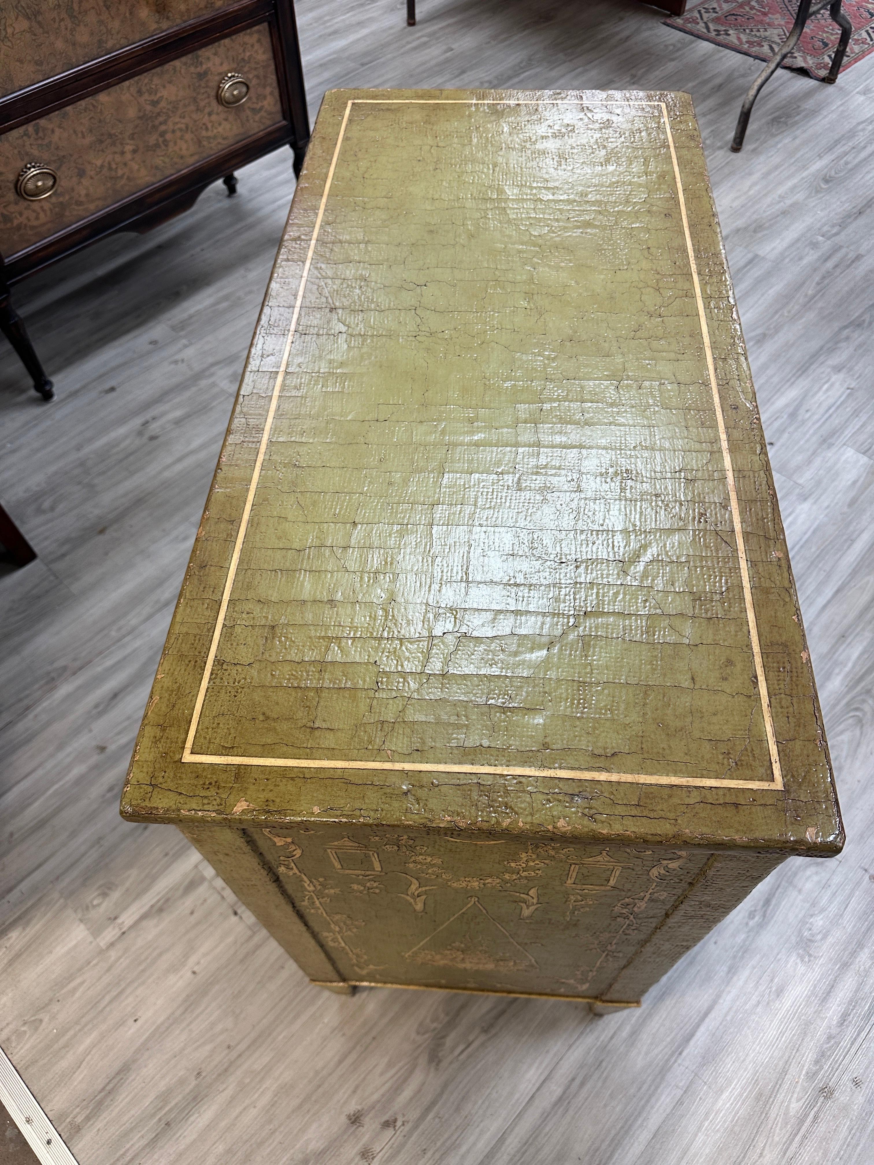 Theodore Alexander 3 Drawer Chest Green Painted Venetian Style For Sale 3