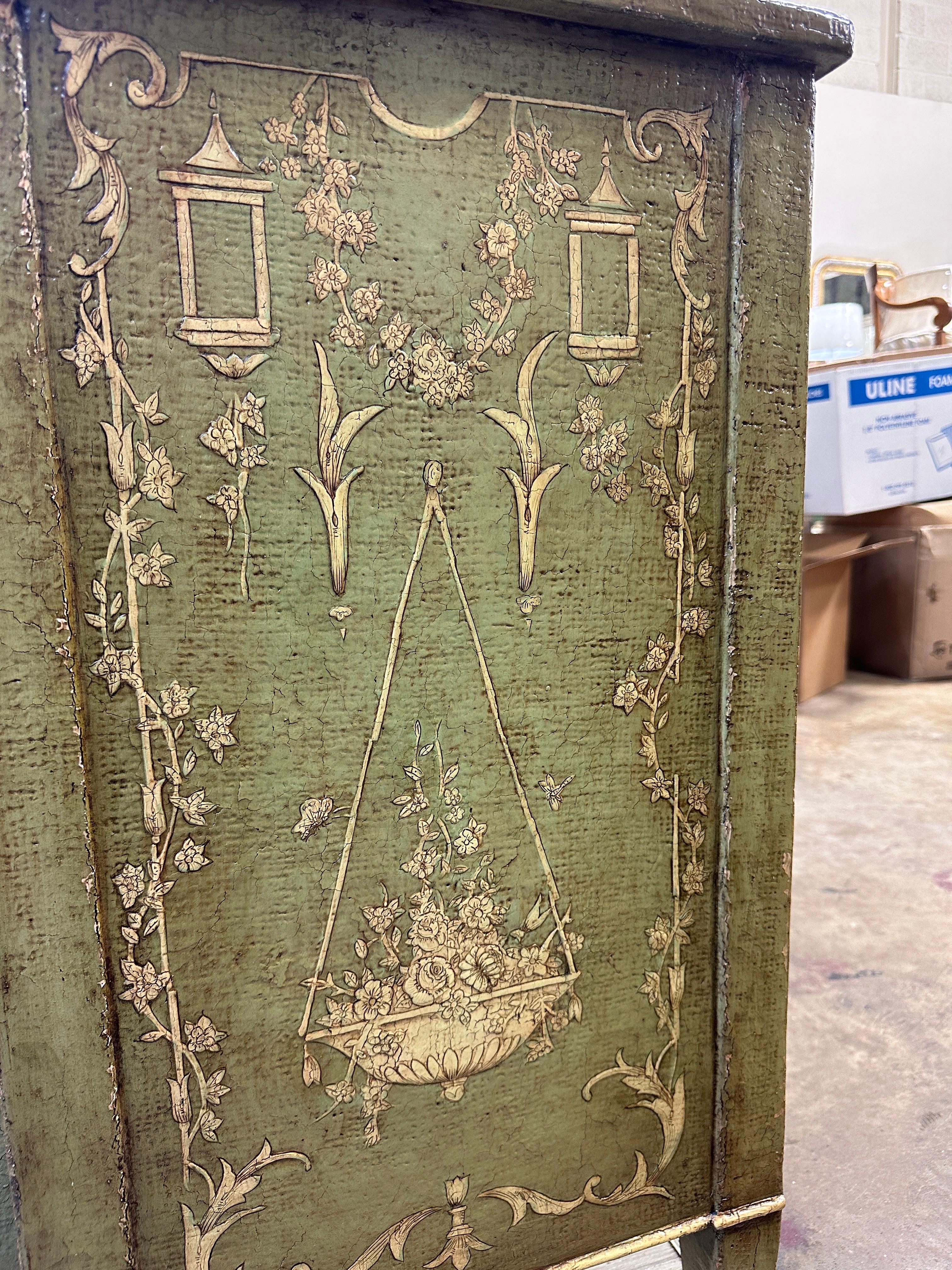 Theodore Alexander 3 Drawer Chest Green Painted Venetian Style In Good Condition For Sale In Atlanta, GA