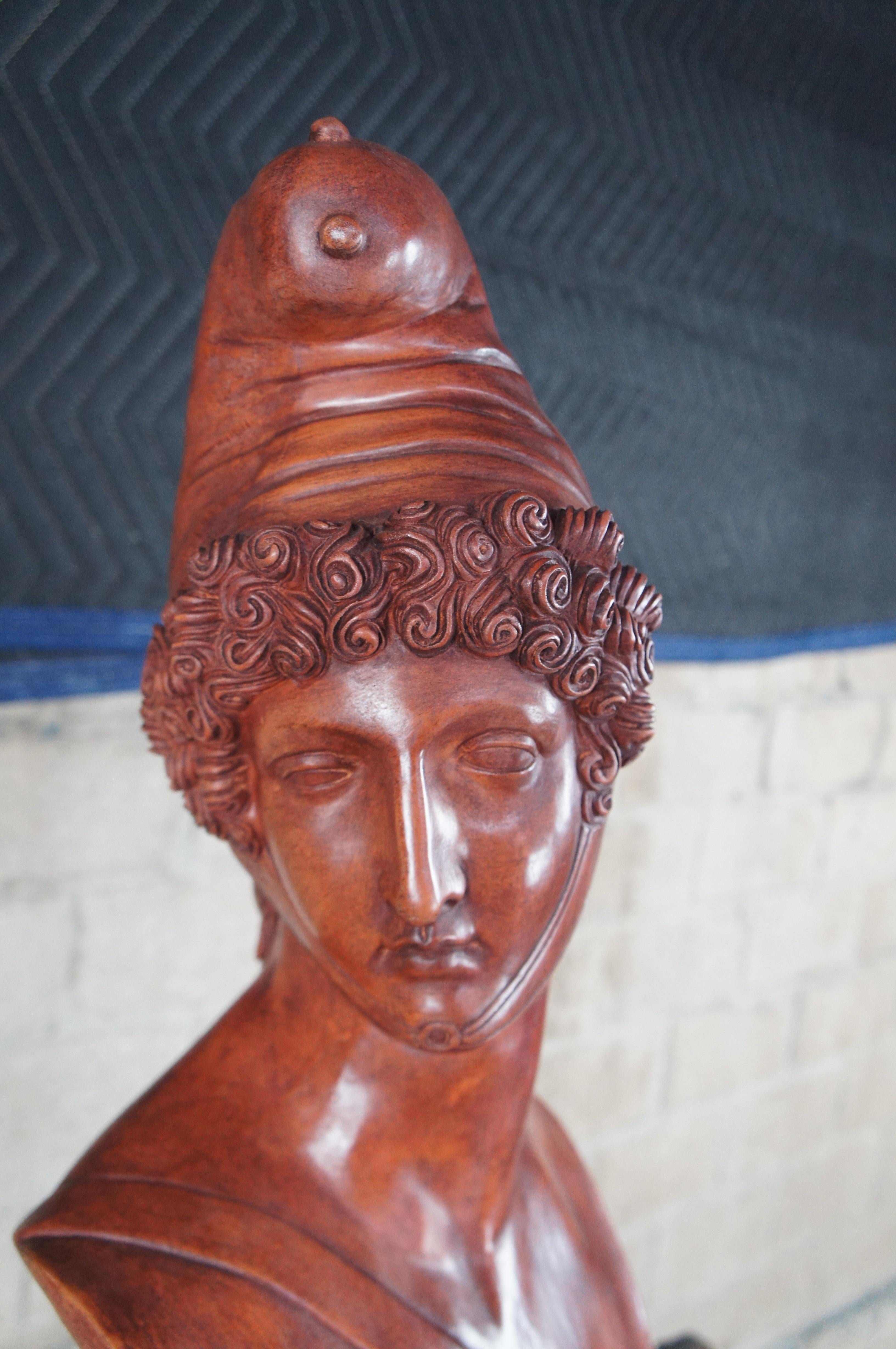 20th Century Theodore Alexander After Antonio Canova Terracotta Bust of Paris Sculpture 28