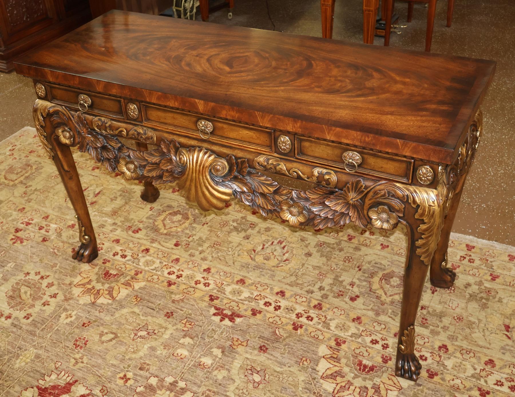 Theodore Alexander Althorp Mahogany Carved George II Buffet Server Sideboard In Good Condition For Sale In Long Branch, NJ