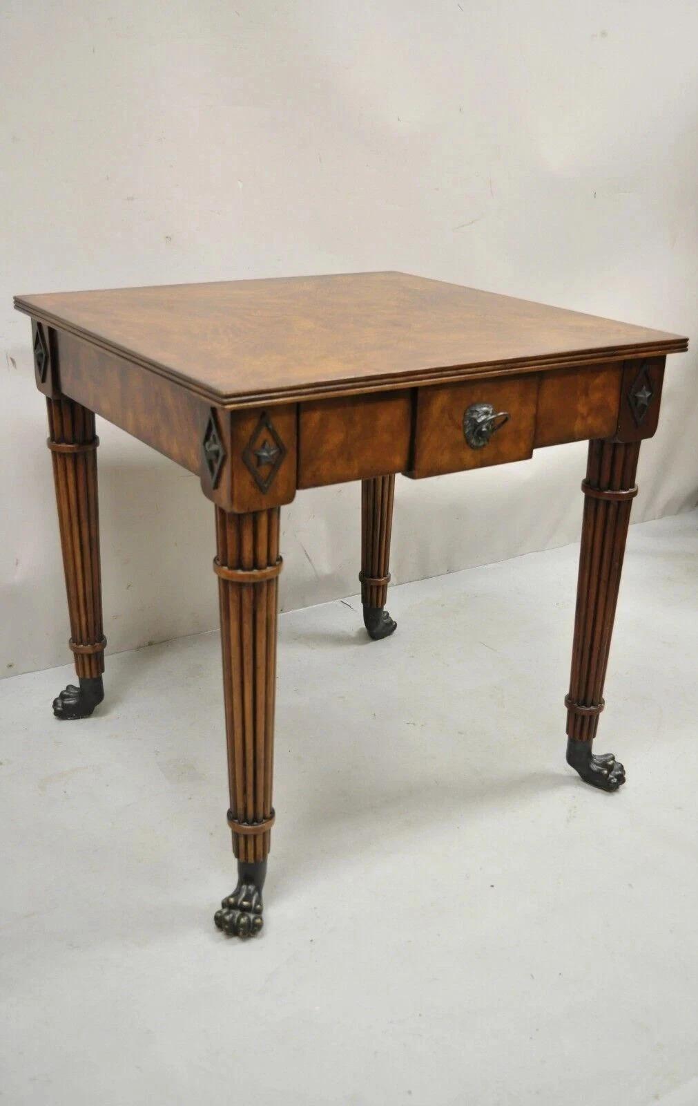 Please message us with your zip code to request a more reasonable domestic U.S. shipping quote.

Theodore Alexander Althorp Regency Mahogany One Drawer Side Table A L50046. Item features signed interior of drawer, bronze paw feet, beautiful wood