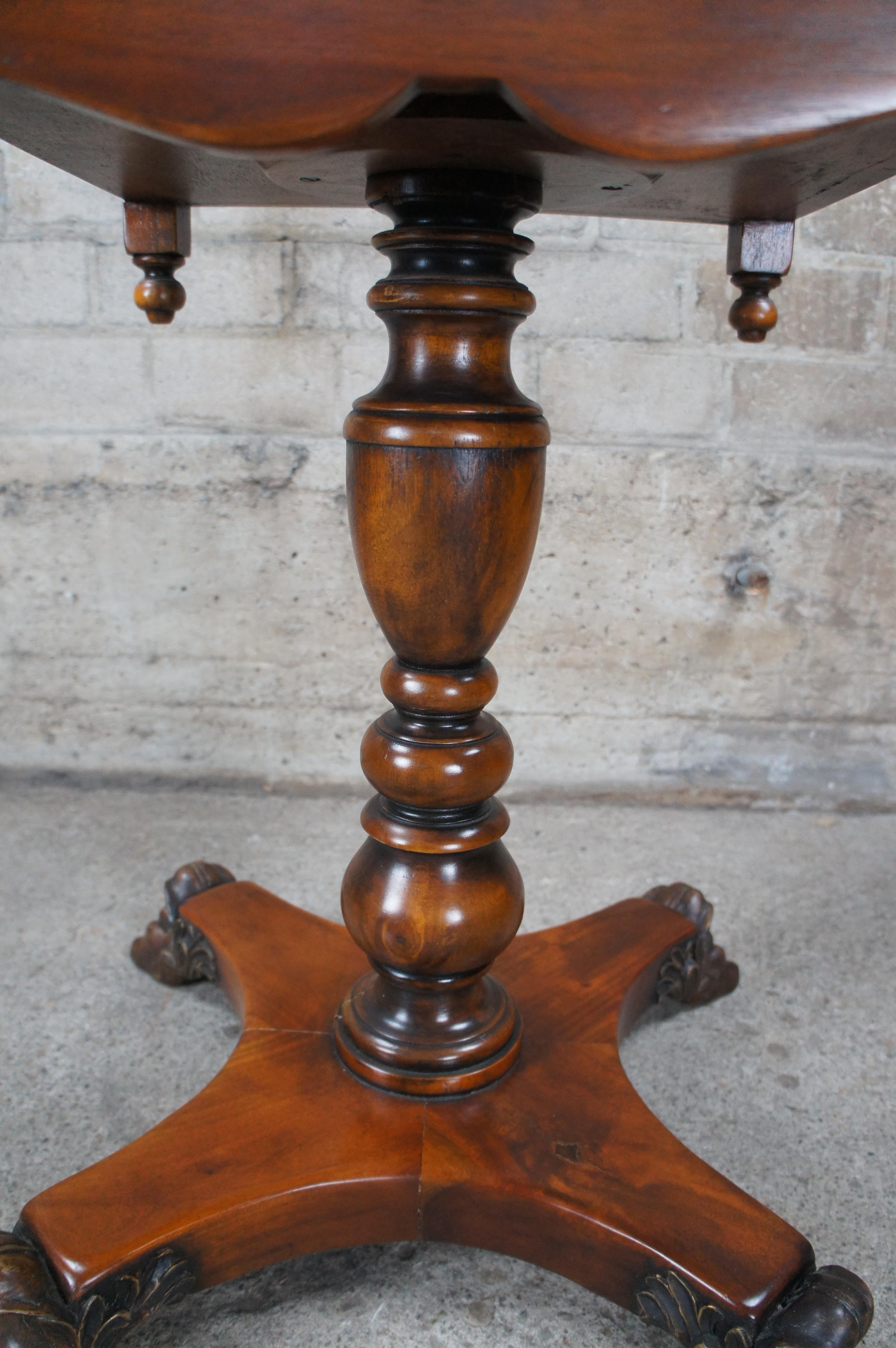 Theodore Alexander American Empire Style Carved Mahogany Leather Top Side Table For Sale 4