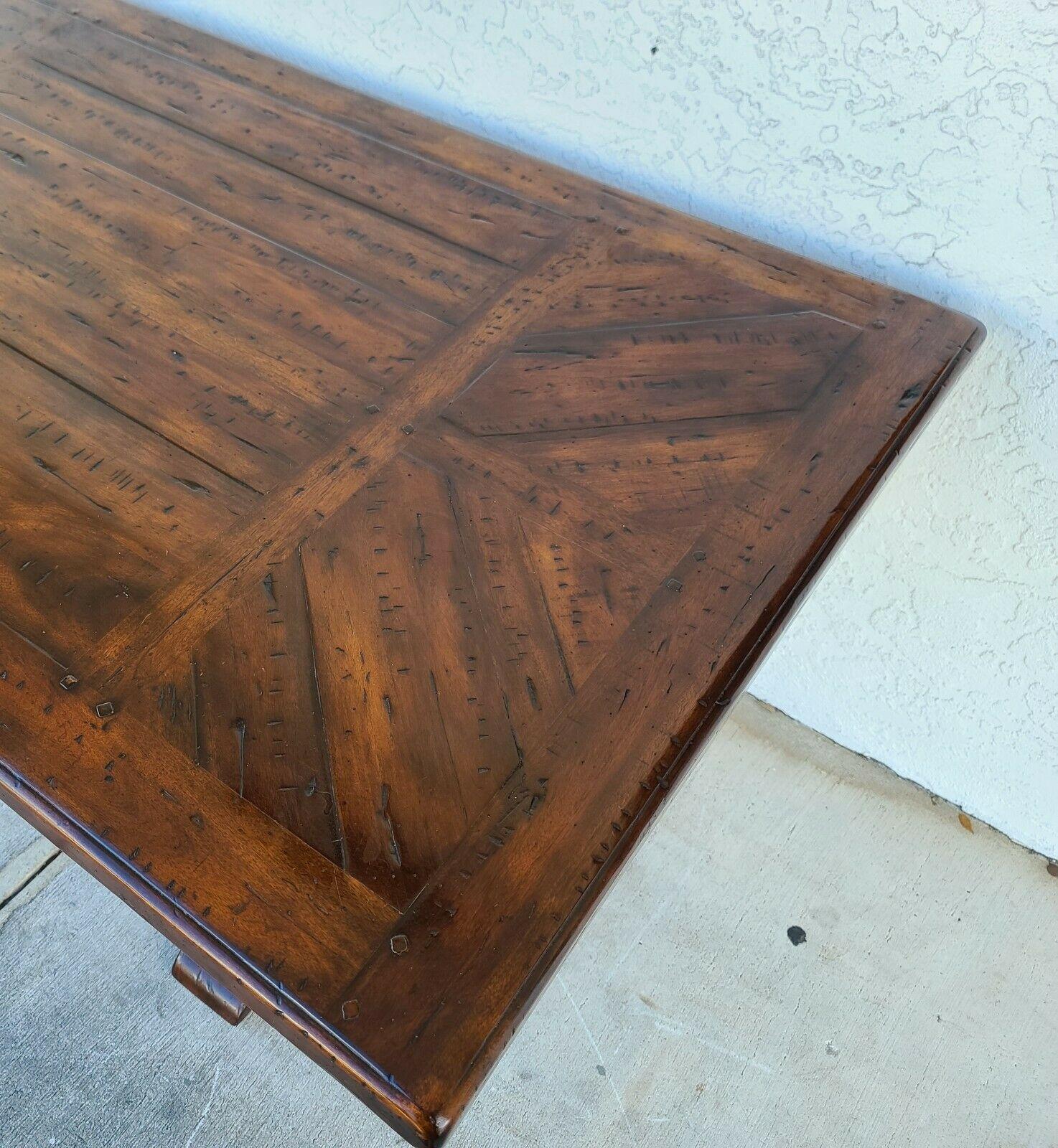 Theodore Alexander Antiqued Mahogany Rectangular Dining Table In Good Condition In Lake Worth, FL