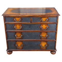 Vintage Theodore Alexander Armoury Burr Walnut Etched Brass Chest of Drawers Dresser 40"