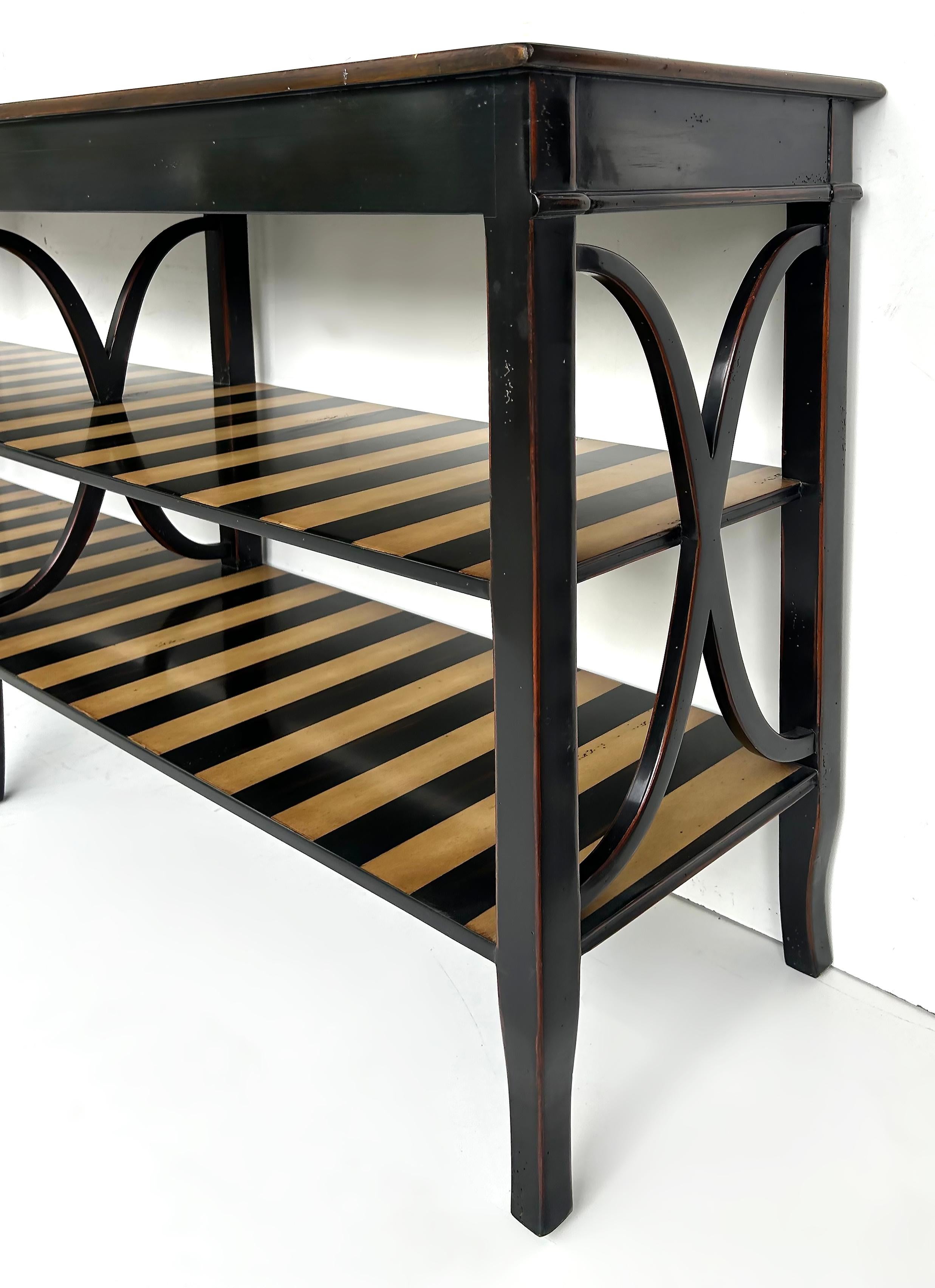Theodore Alexander Atelier de Madeleine Console Table, Ebonized and Striped Wood In Good Condition In Miami, FL