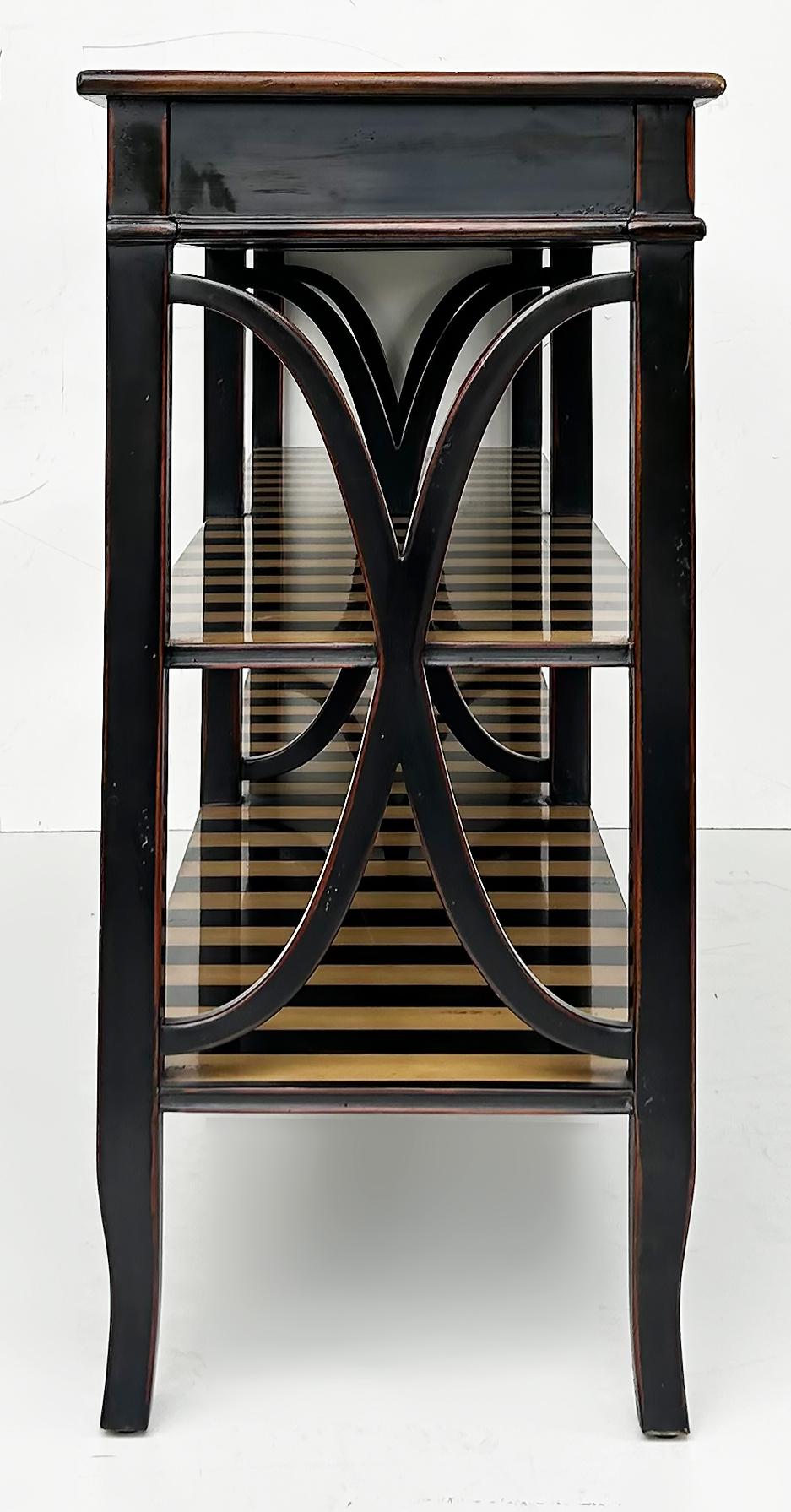Contemporary Theodore Alexander Atelier de Madeleine Console Table, Ebonized and Striped Wood