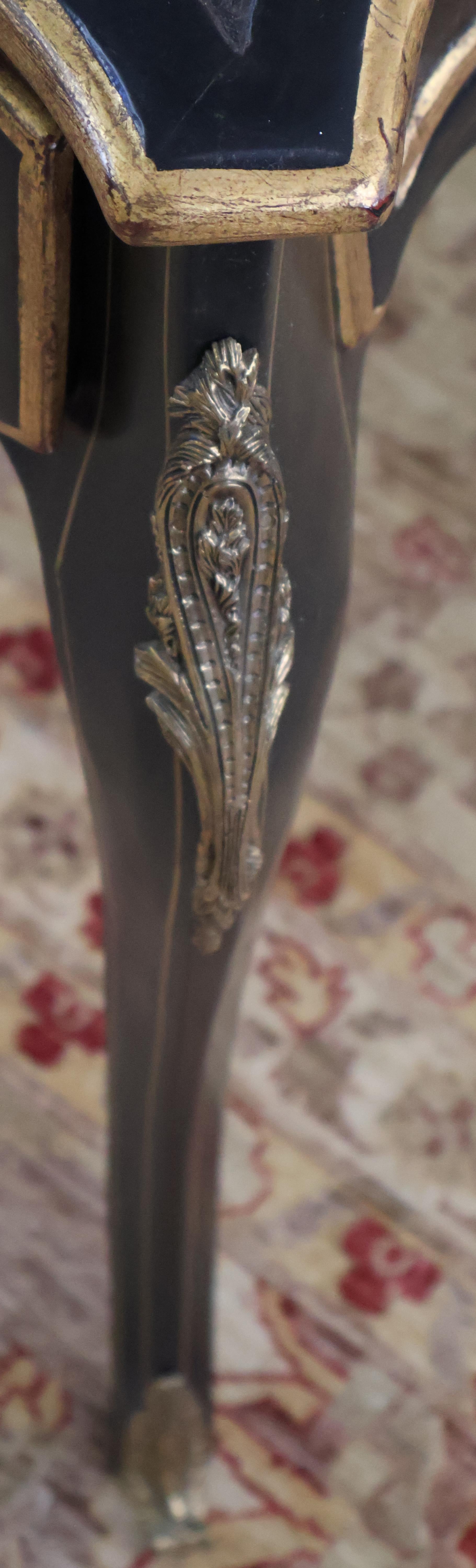 Theodore Alexander Escritorio con Silla y Tapa de Cuero Estilo Luis XVI Francés Negro 5